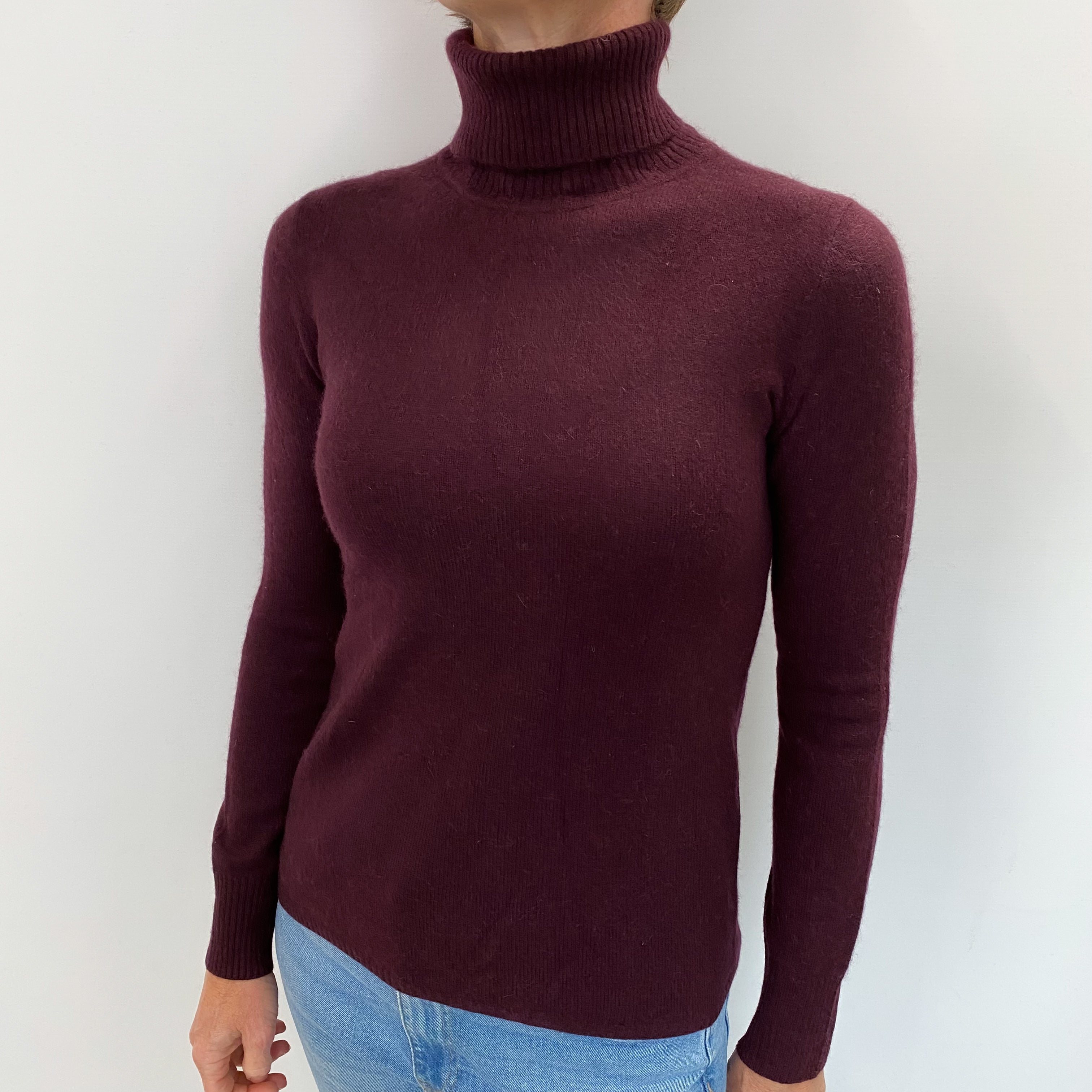 Mulberry Purple Cashmere Polo Neck Jumper Small
