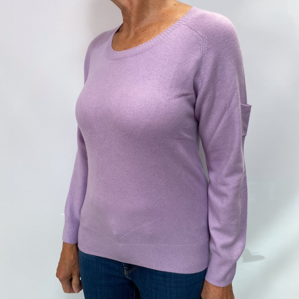 Lavender Purple Cashmere Crew Neck Jumper Medium