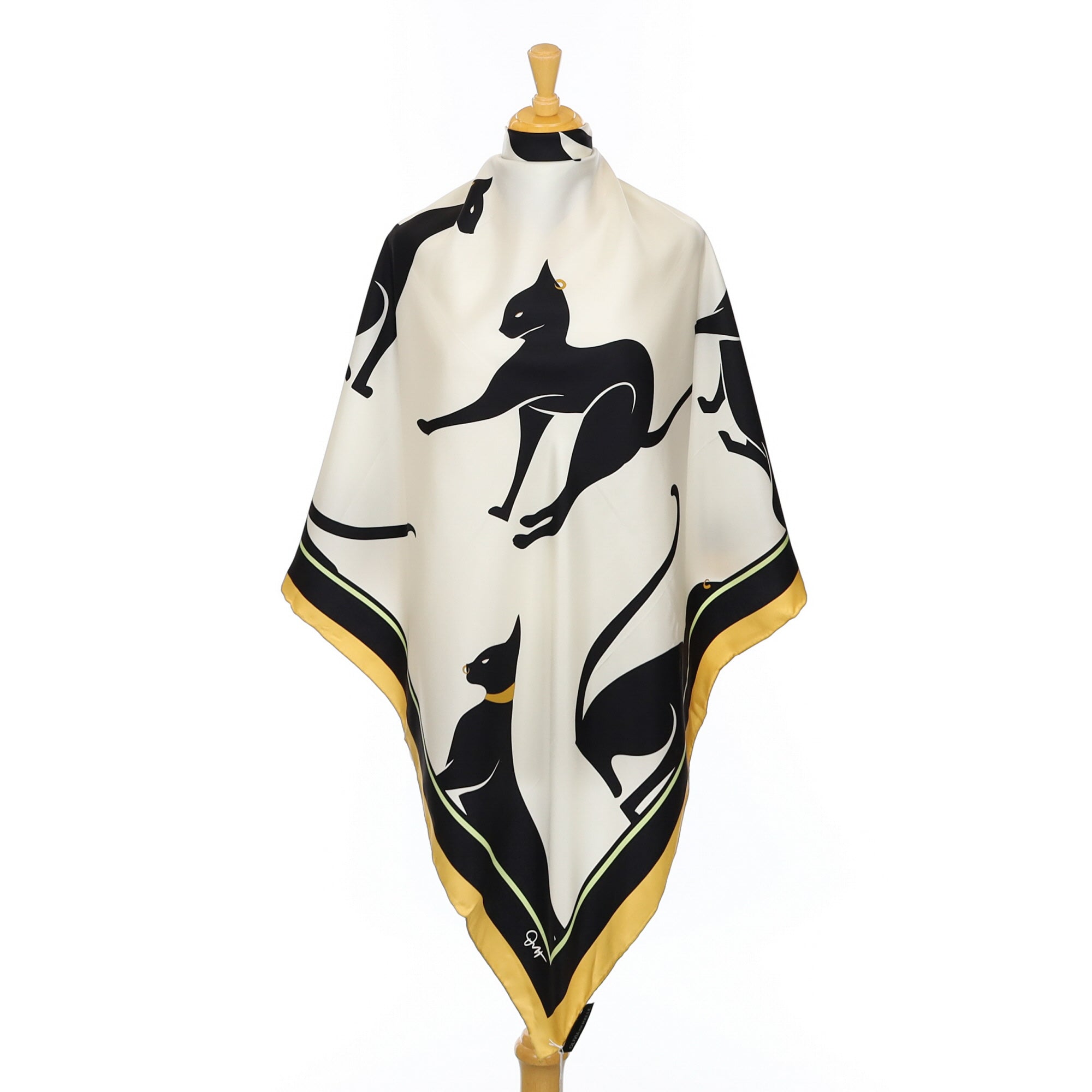 Brand New Boxed Olivia von Halle Cat Silk Scarf