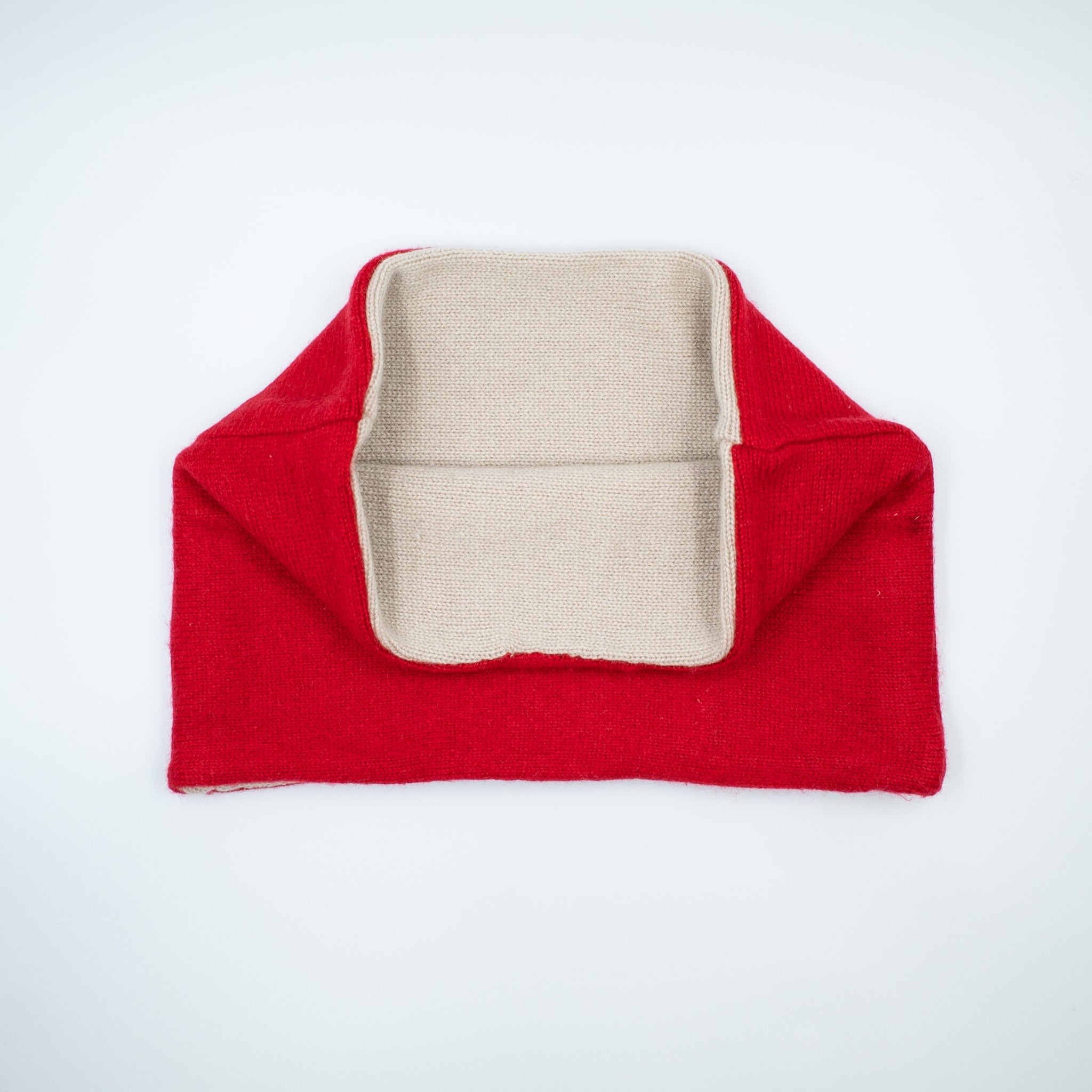 Pale Biscuit and Scarlet Neck Warmer