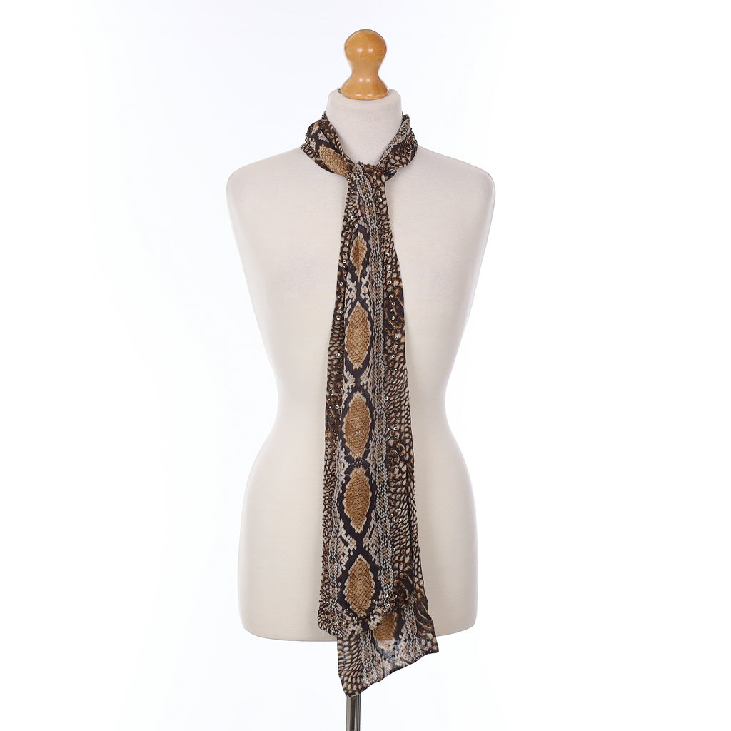 Jaeger Snake Patterned Vintage Silk Scarf