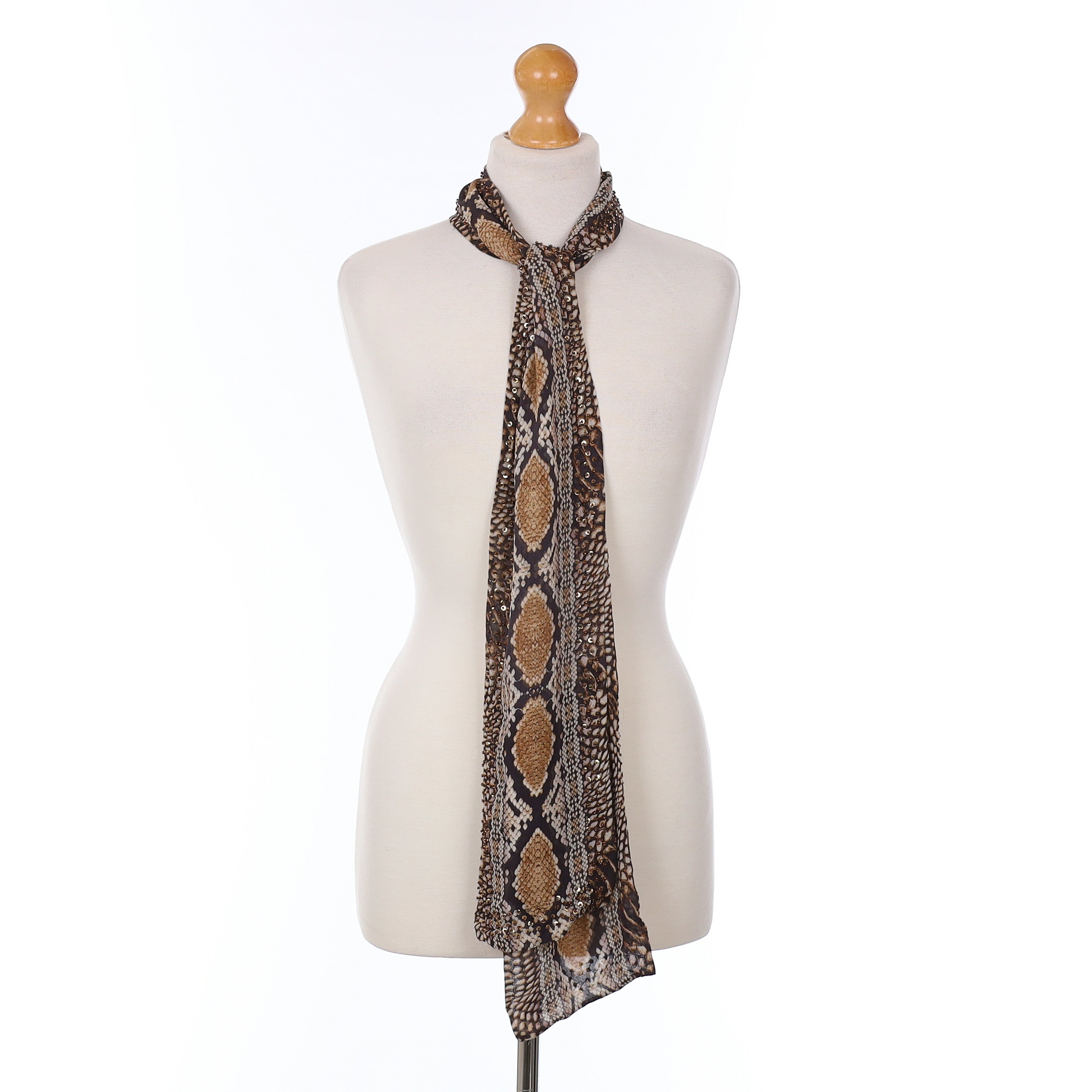 Jaeger Snake Patterned Vintage Silk Scarf