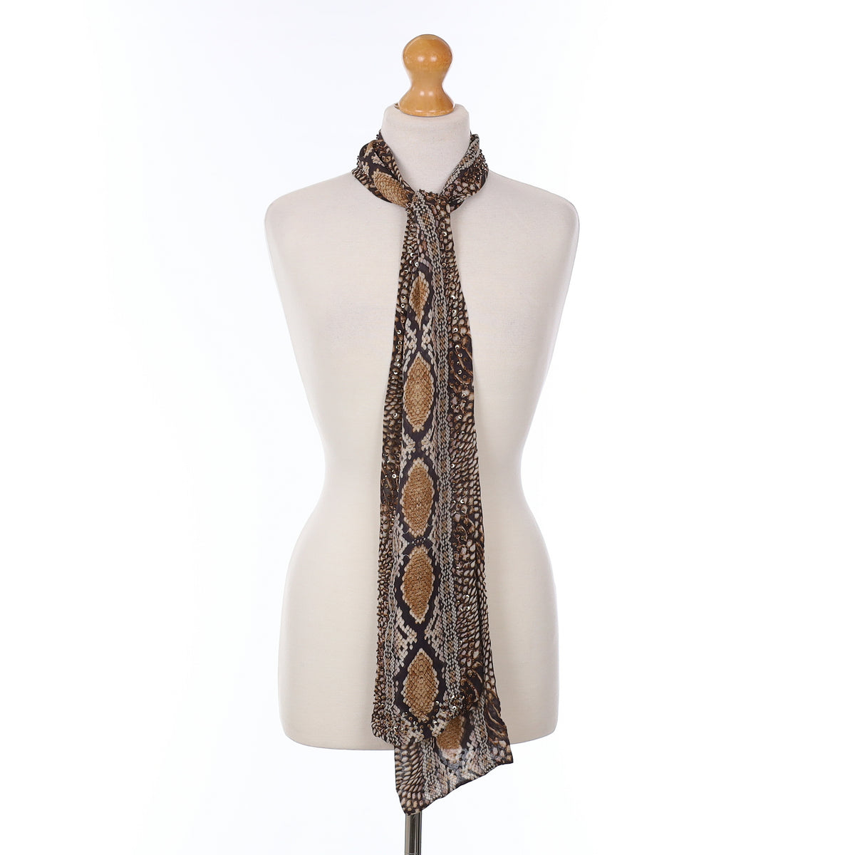 Jaeger Snake Patterned Vintage Silk Scarf