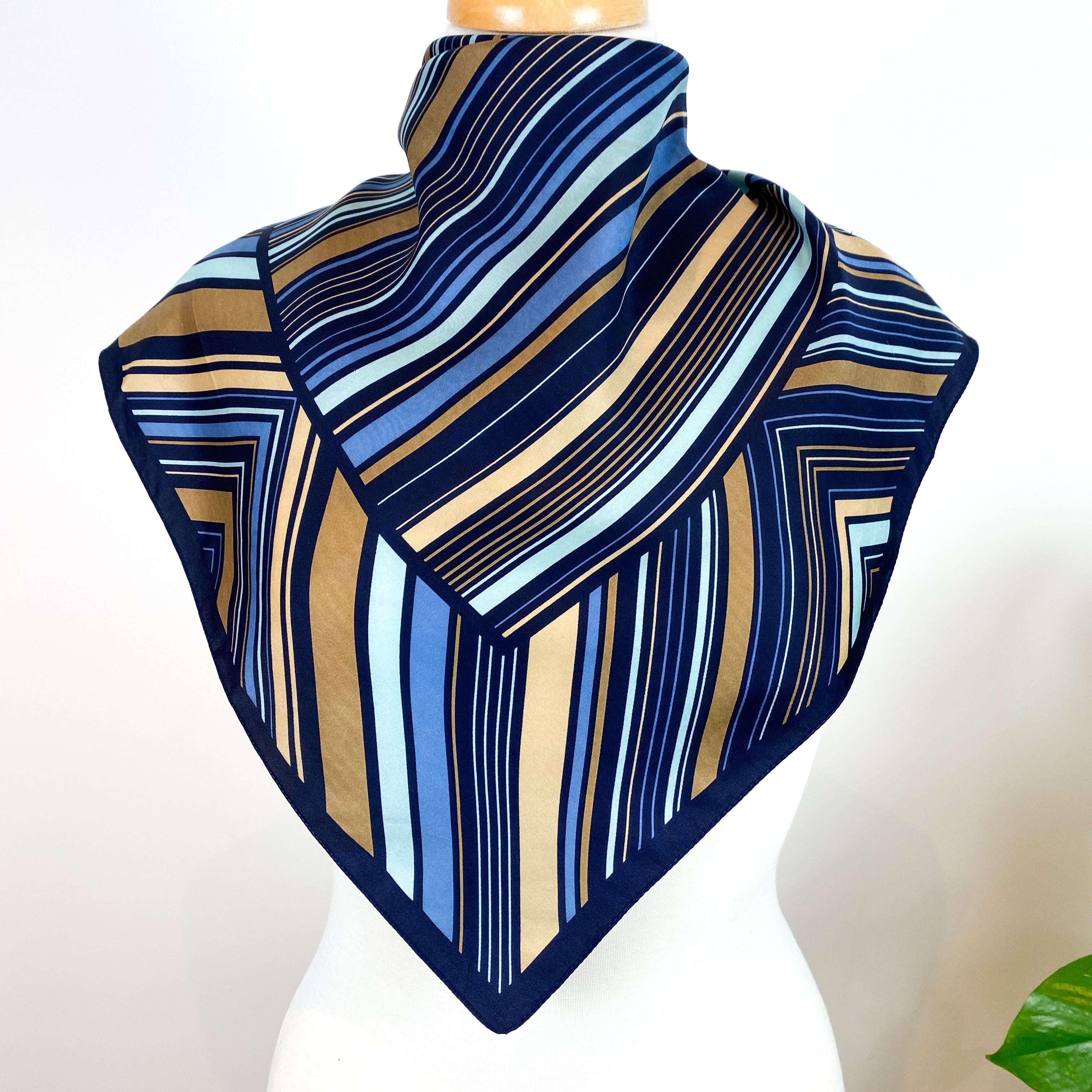 Small Italian Striped Vintage Silk Scarf