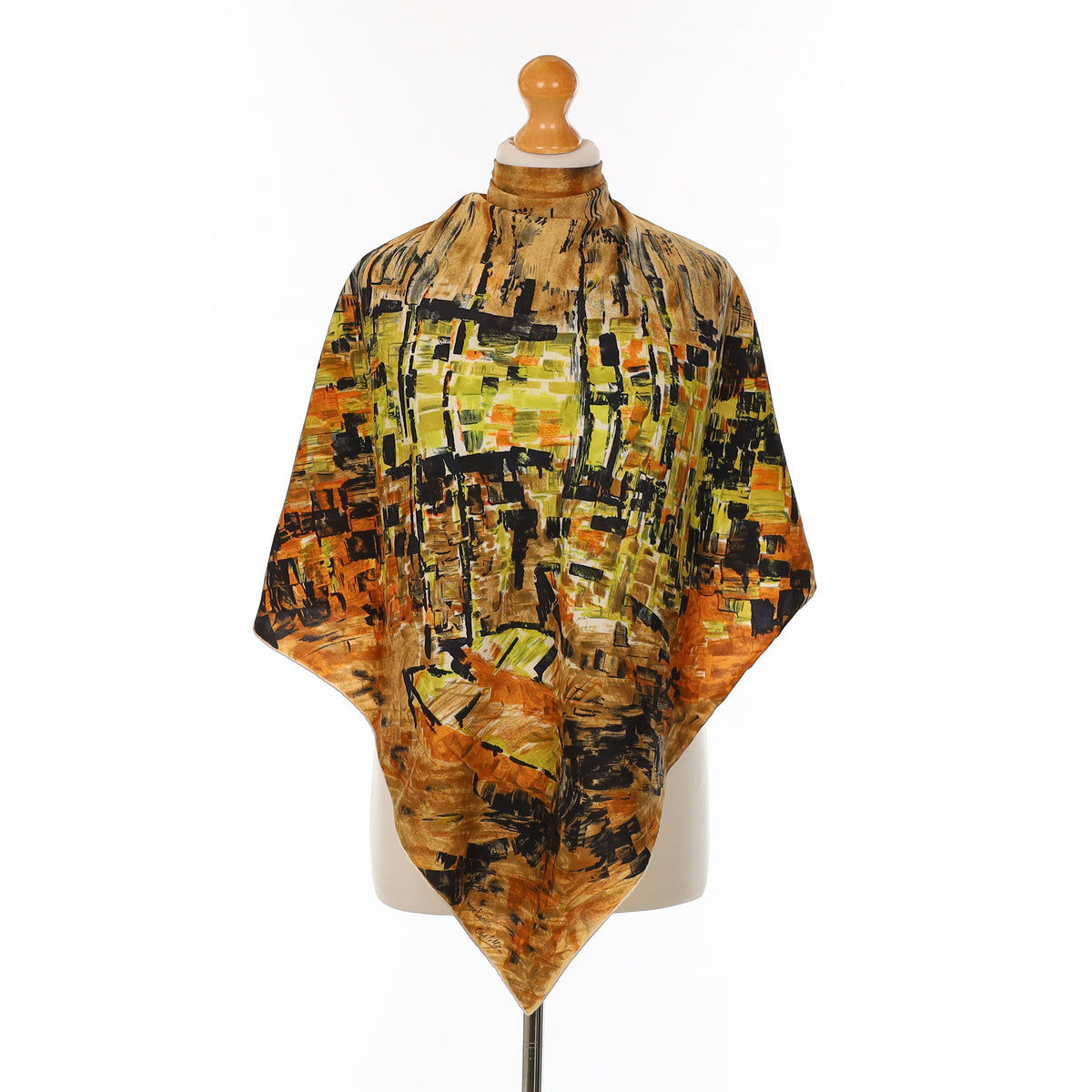 Jeanne Lanvin Contemporary City Scape Vintage Silk Scarf