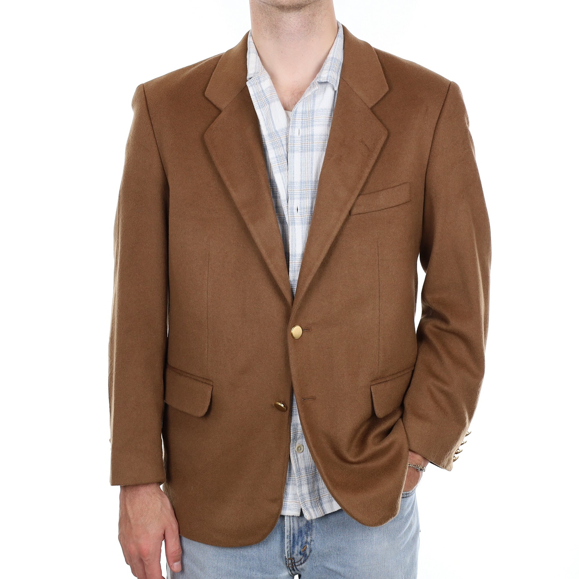 Men's Tan Brown Cashmere Blazer Medium