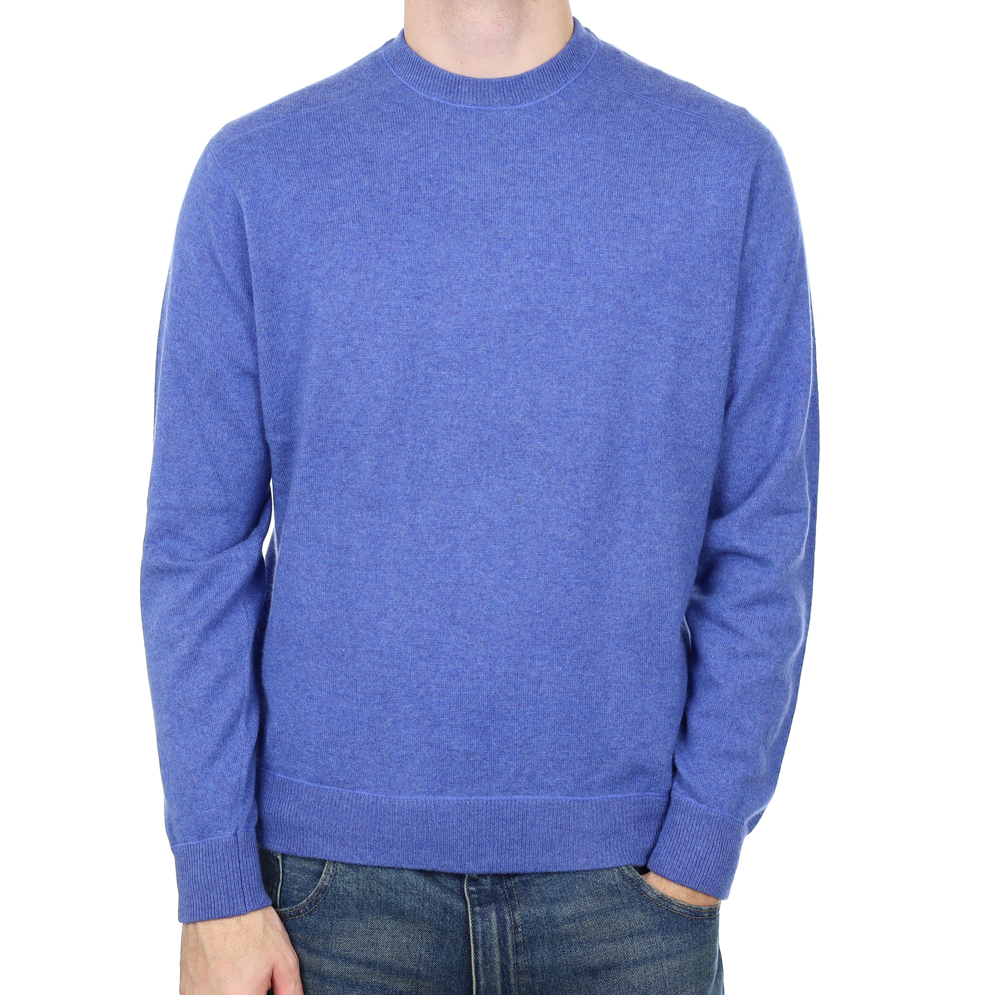 Men’s Raffi Tanzanite Blue Cashmere Crew Neck Jumper Large