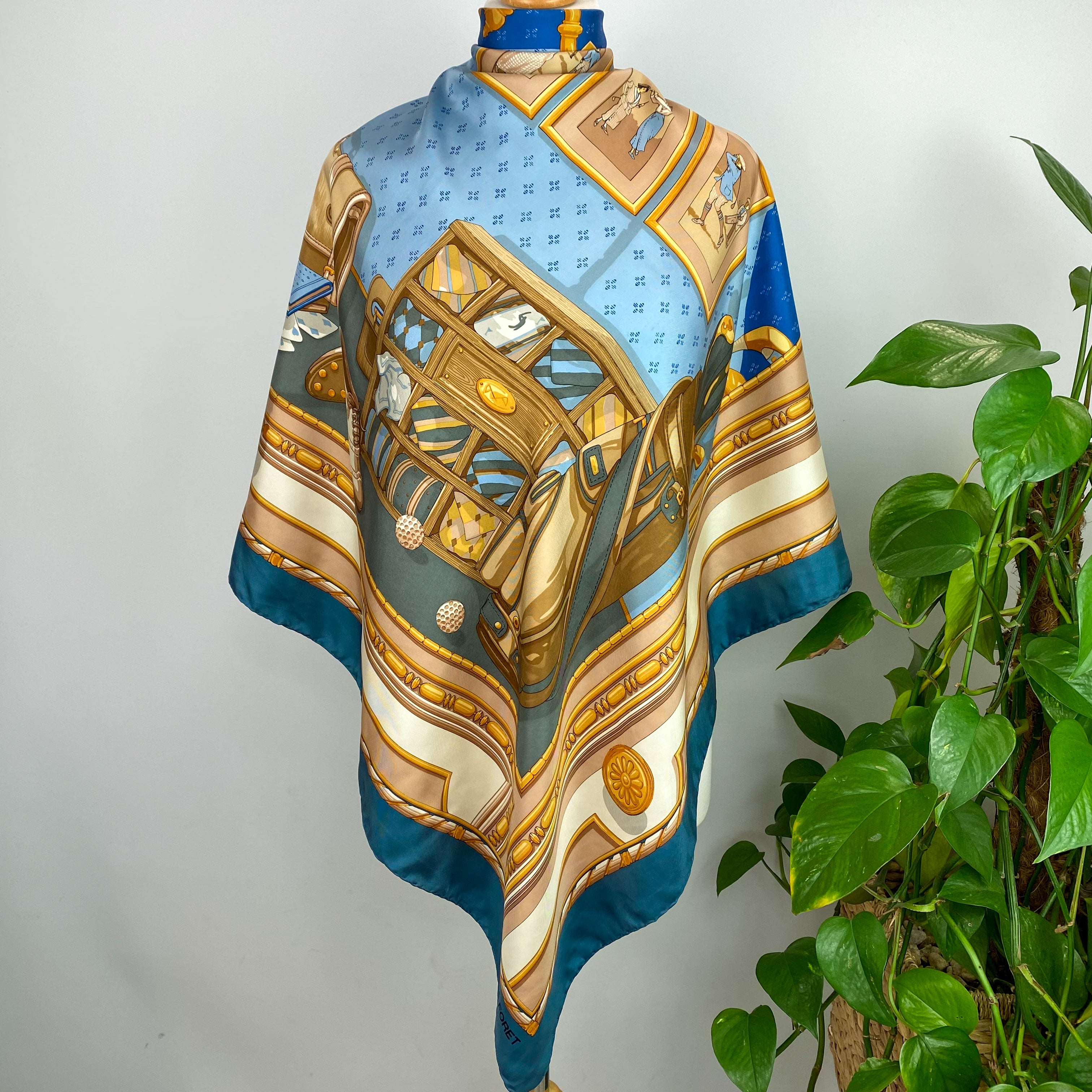 Daniel La Foret Golf Design Vintage Silk Scarf