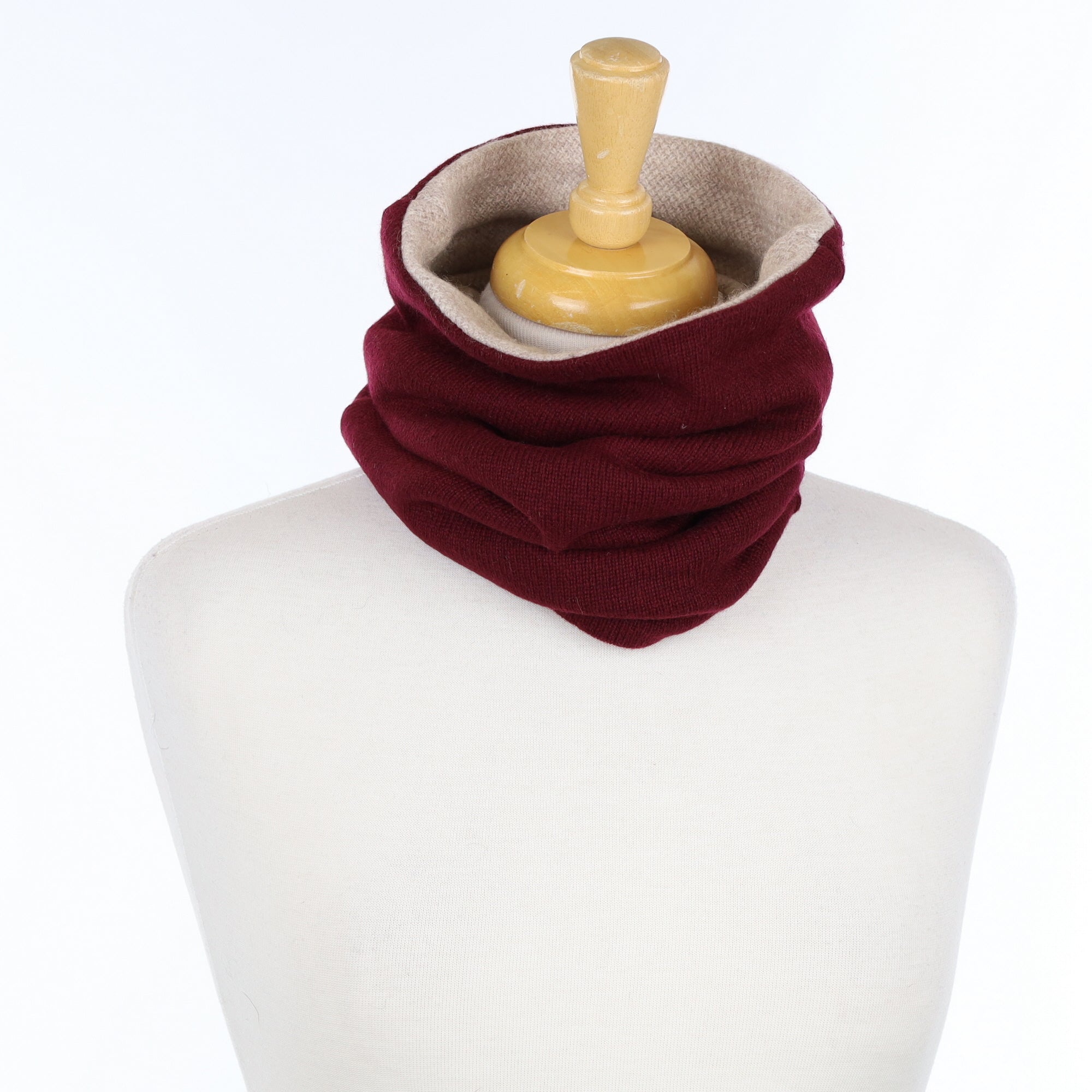 Men’s Wine Red and Textured Oatmeal Luxury Double Layered Snood