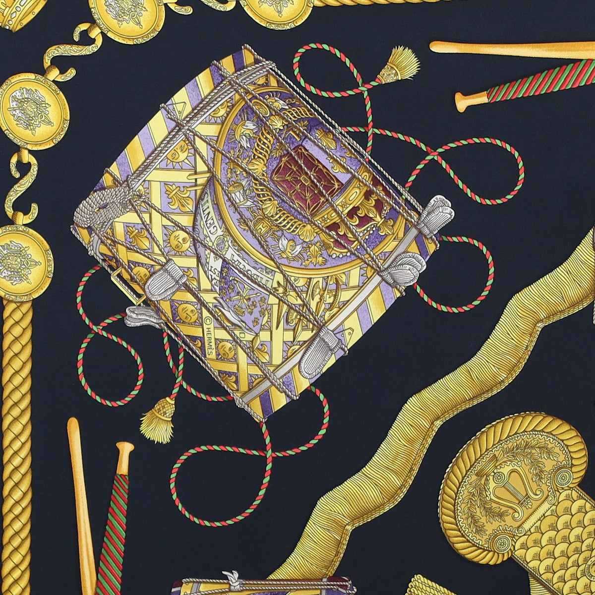 Hermès Les Tambours Silk Scarf