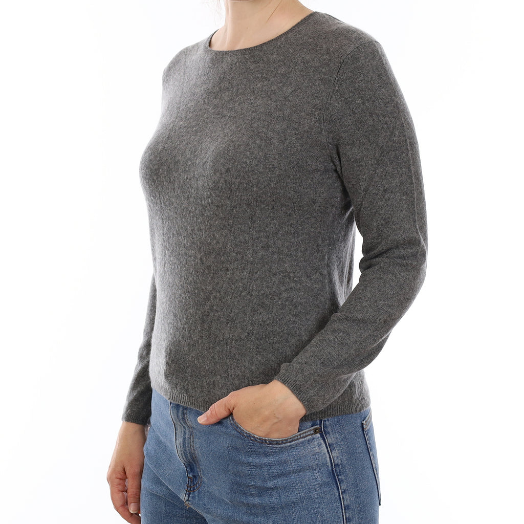 Slate Grey Cashmere Crew Neck Jumper Small