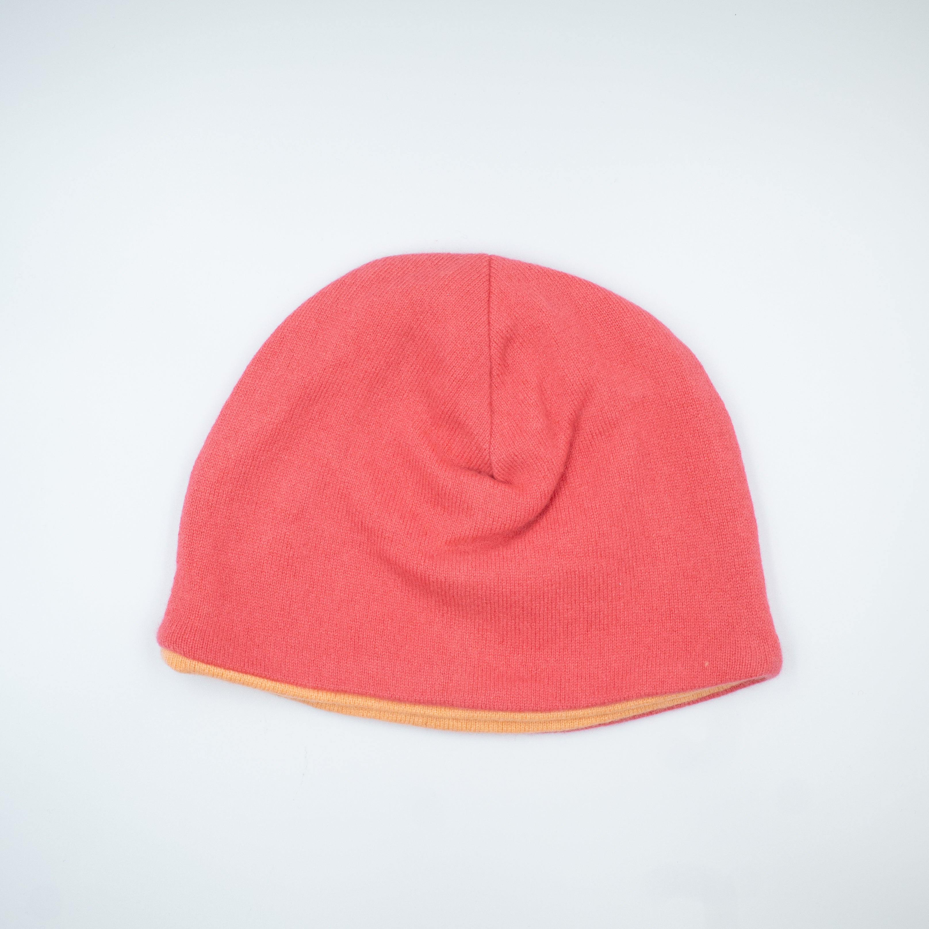 Strawberry Pink and Orange Cashmere Beanie Hat