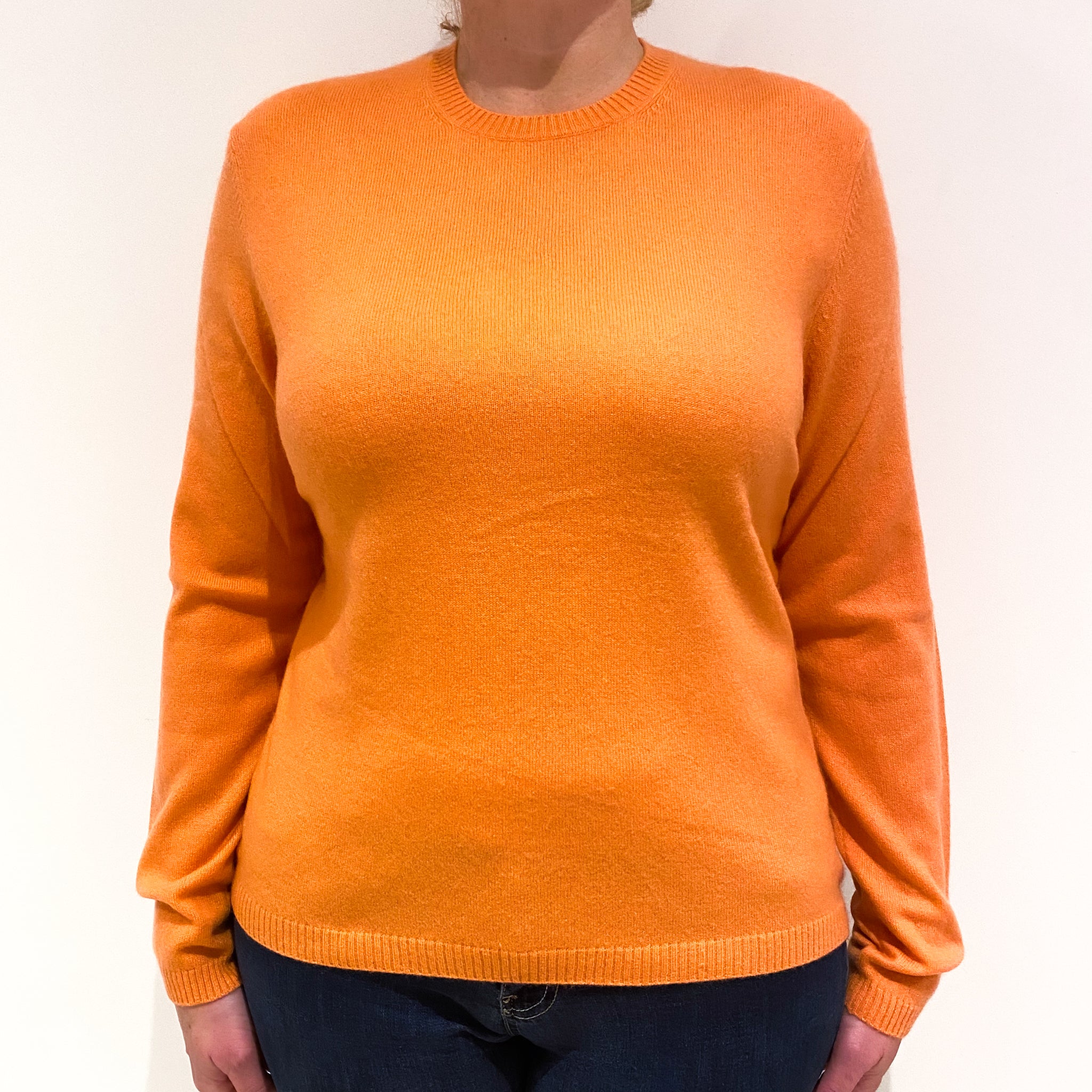 Flame Orange Cashmere Crew Neck Jumper Large