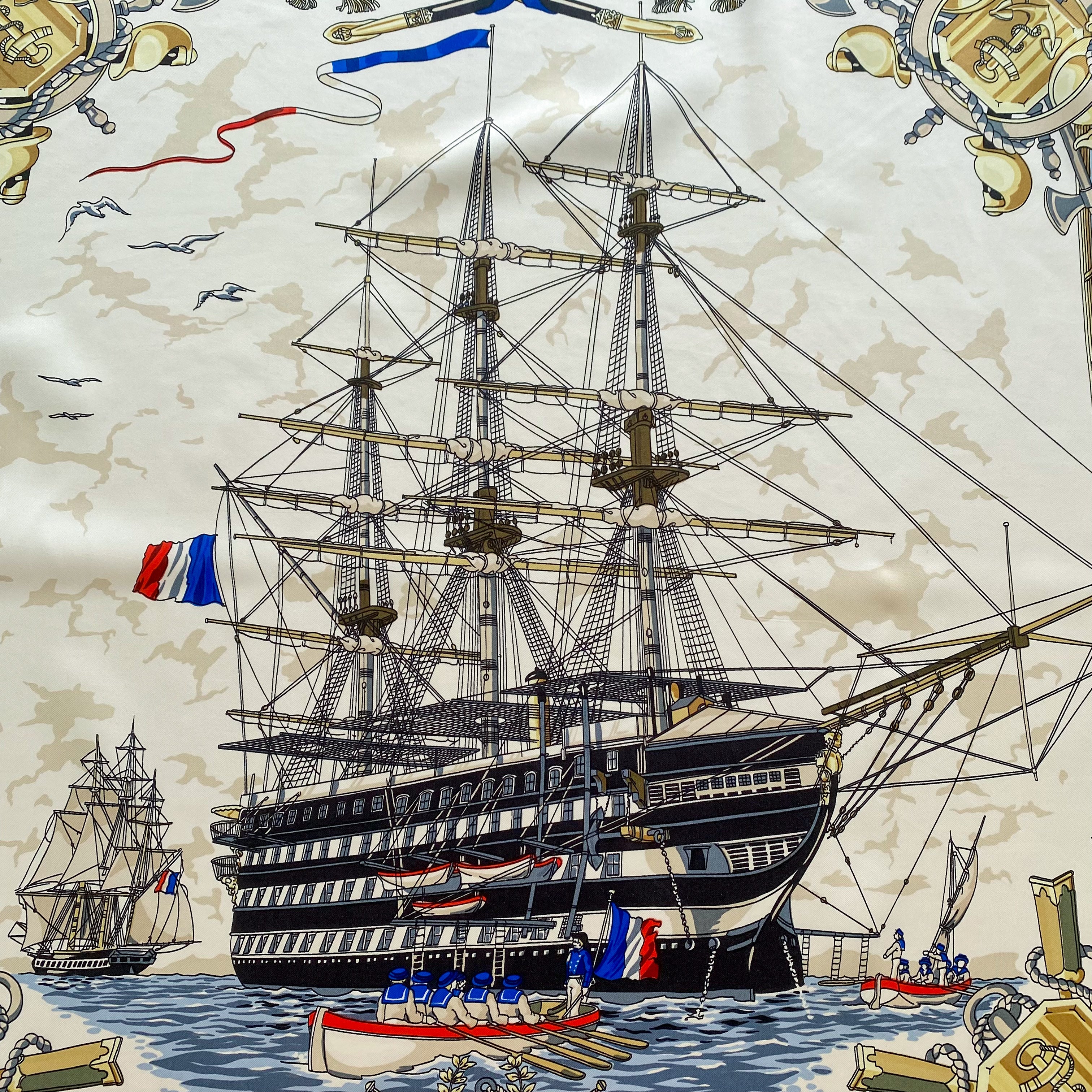 Naval Design Vintage Silk Scarf
