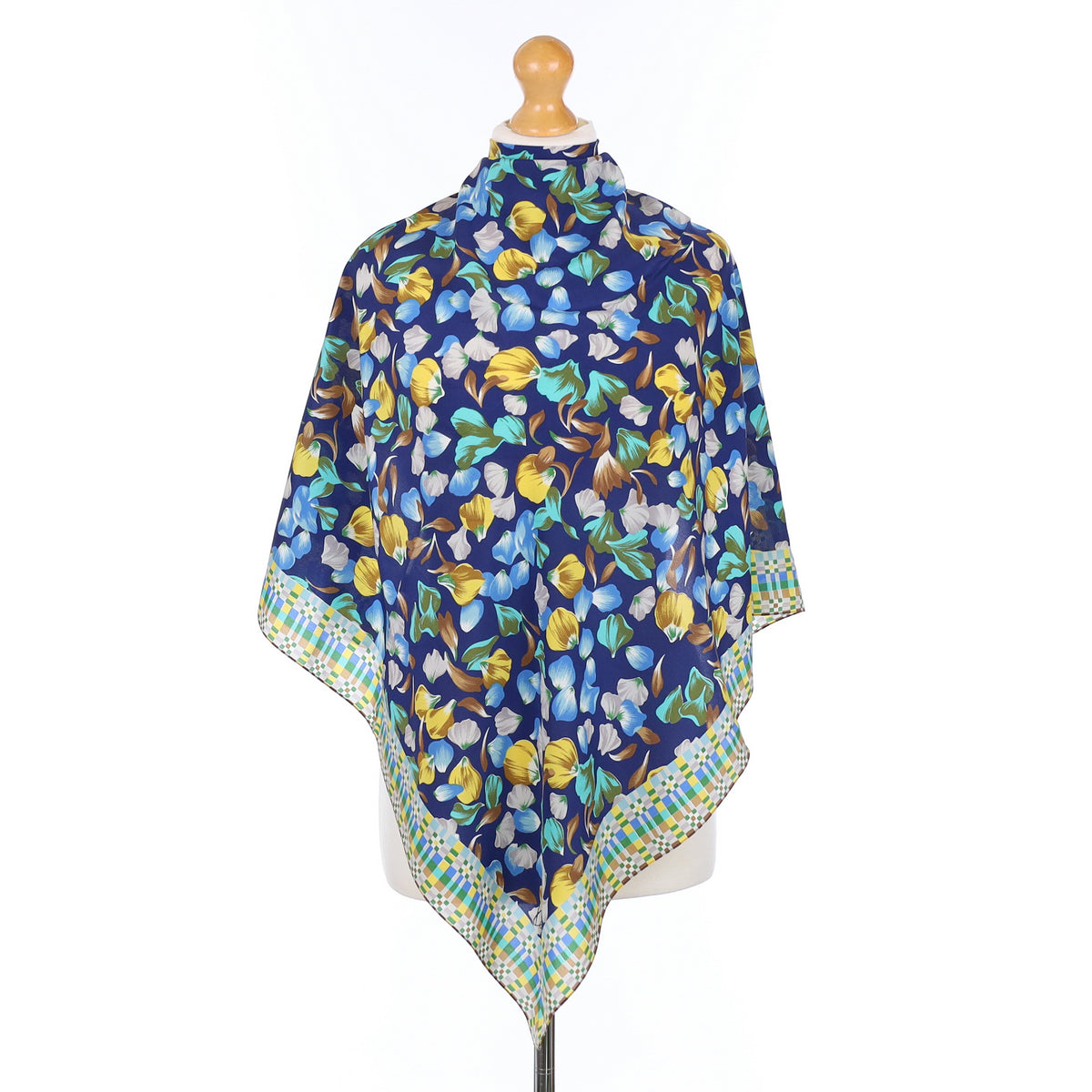 Kenzo Blue, Green and Yellow Petal Silk Scarf