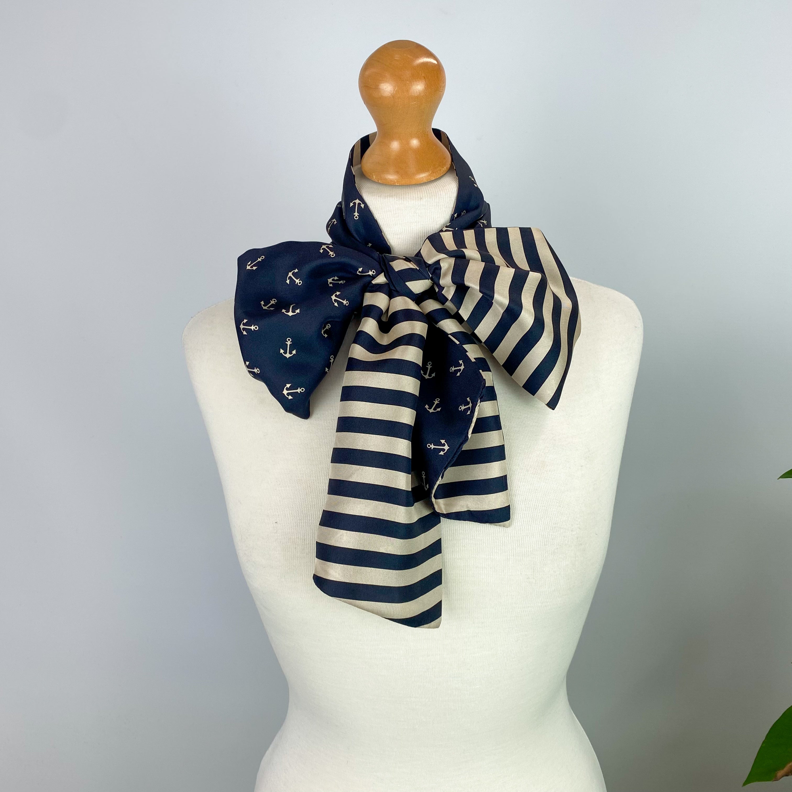Codello Nautical Pussy Bow Silk Scarf
