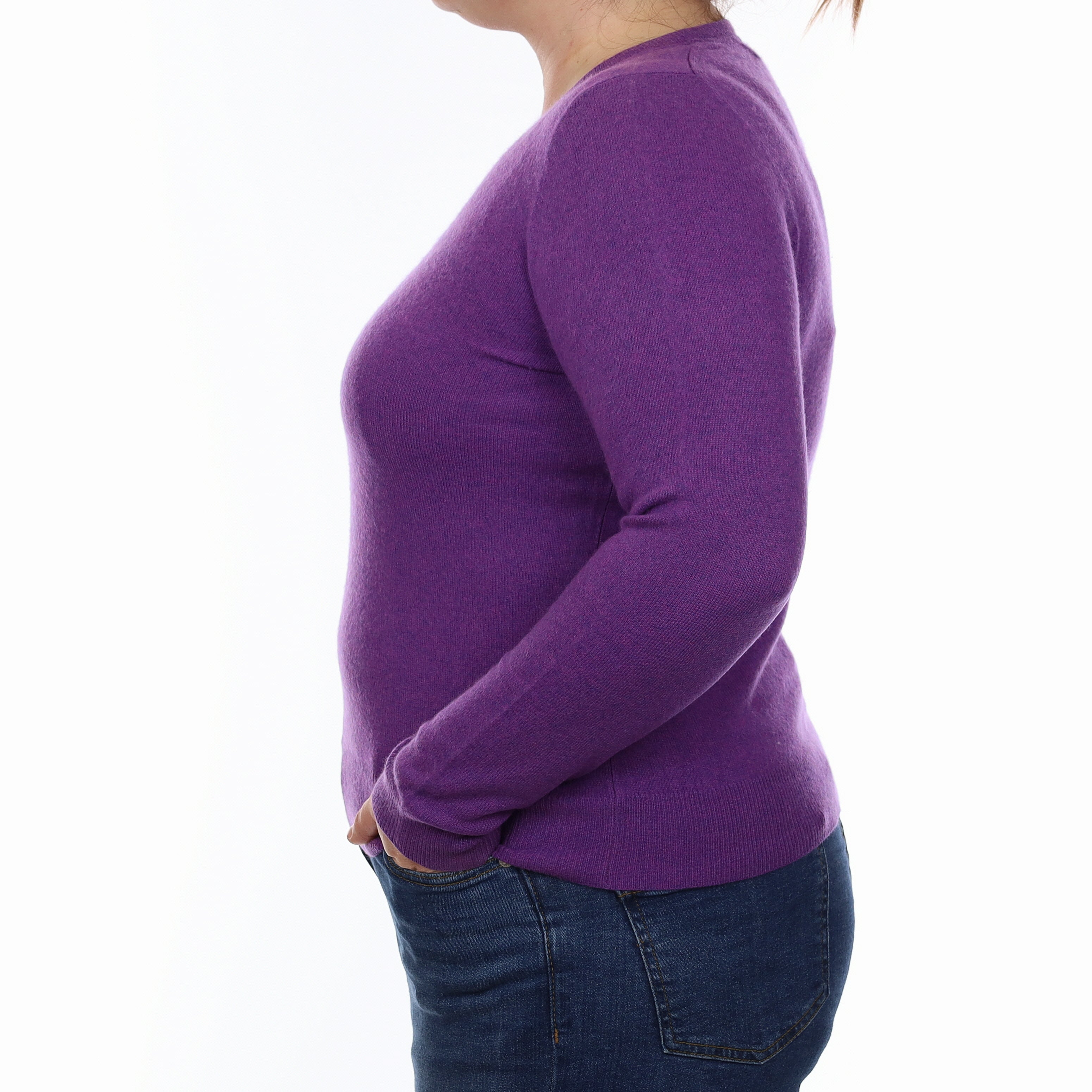 Violet Purple Cashmere Crew Neck Jumper Large