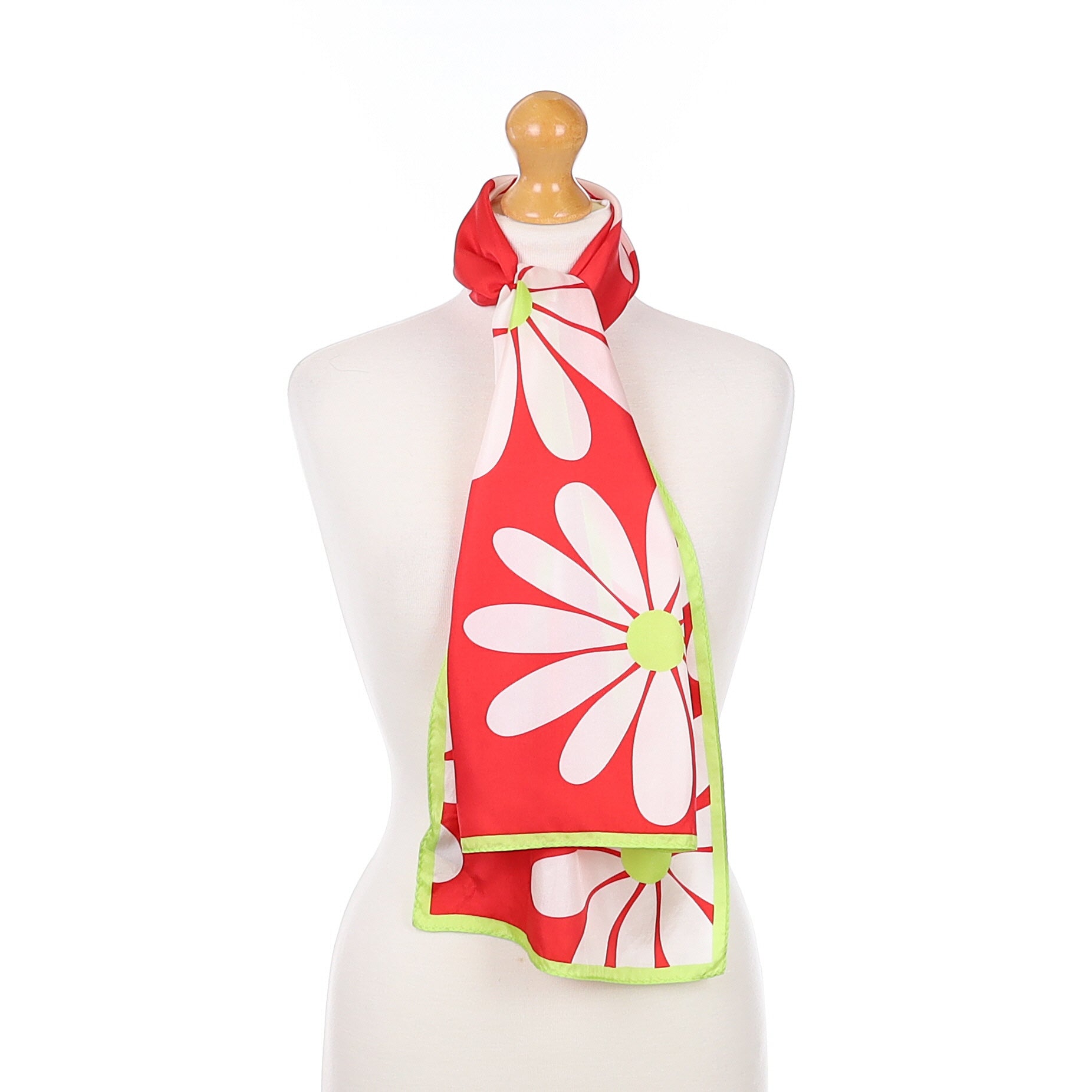 Echo Red and White Floral Silk Scarf