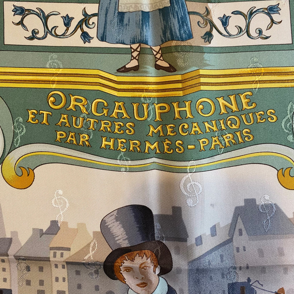 Hermès Orgauphone et Autres Mecaniques Vintage Silk Scarf