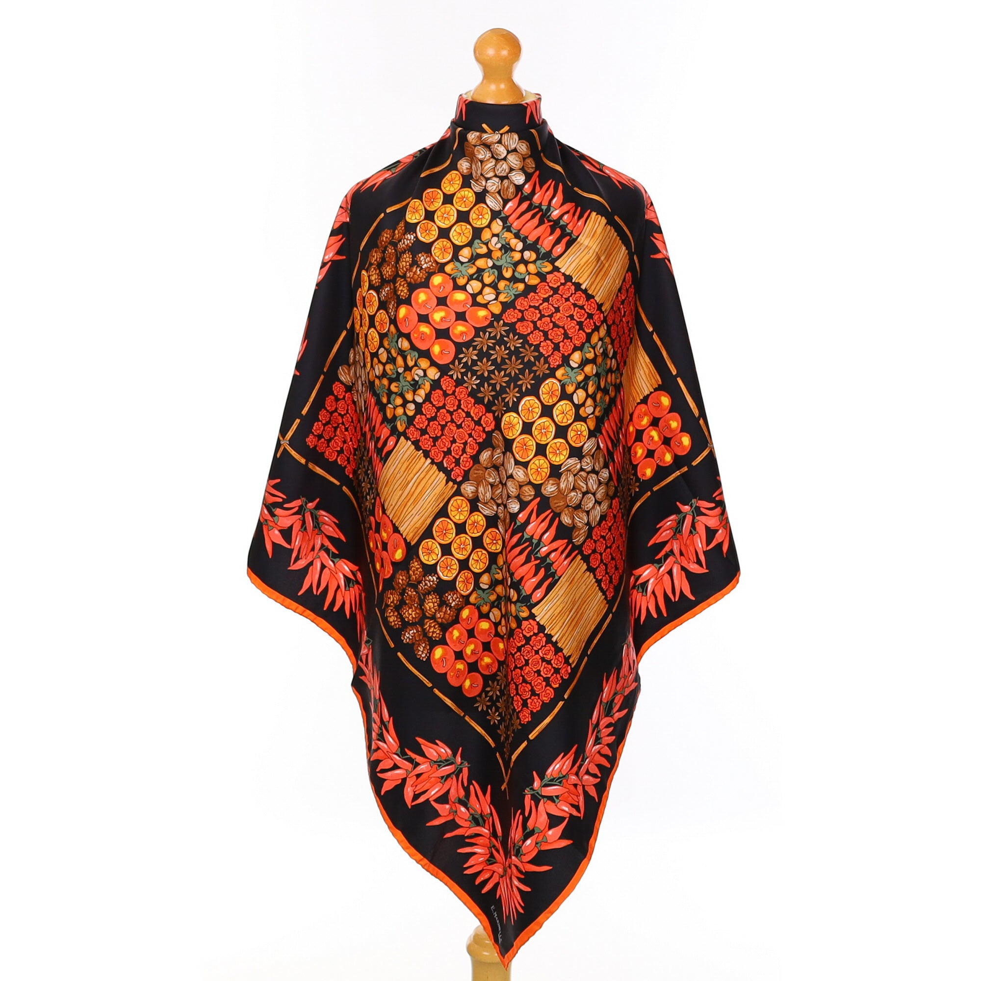 Pristine E Marinella Spice Themed Silk Scarf