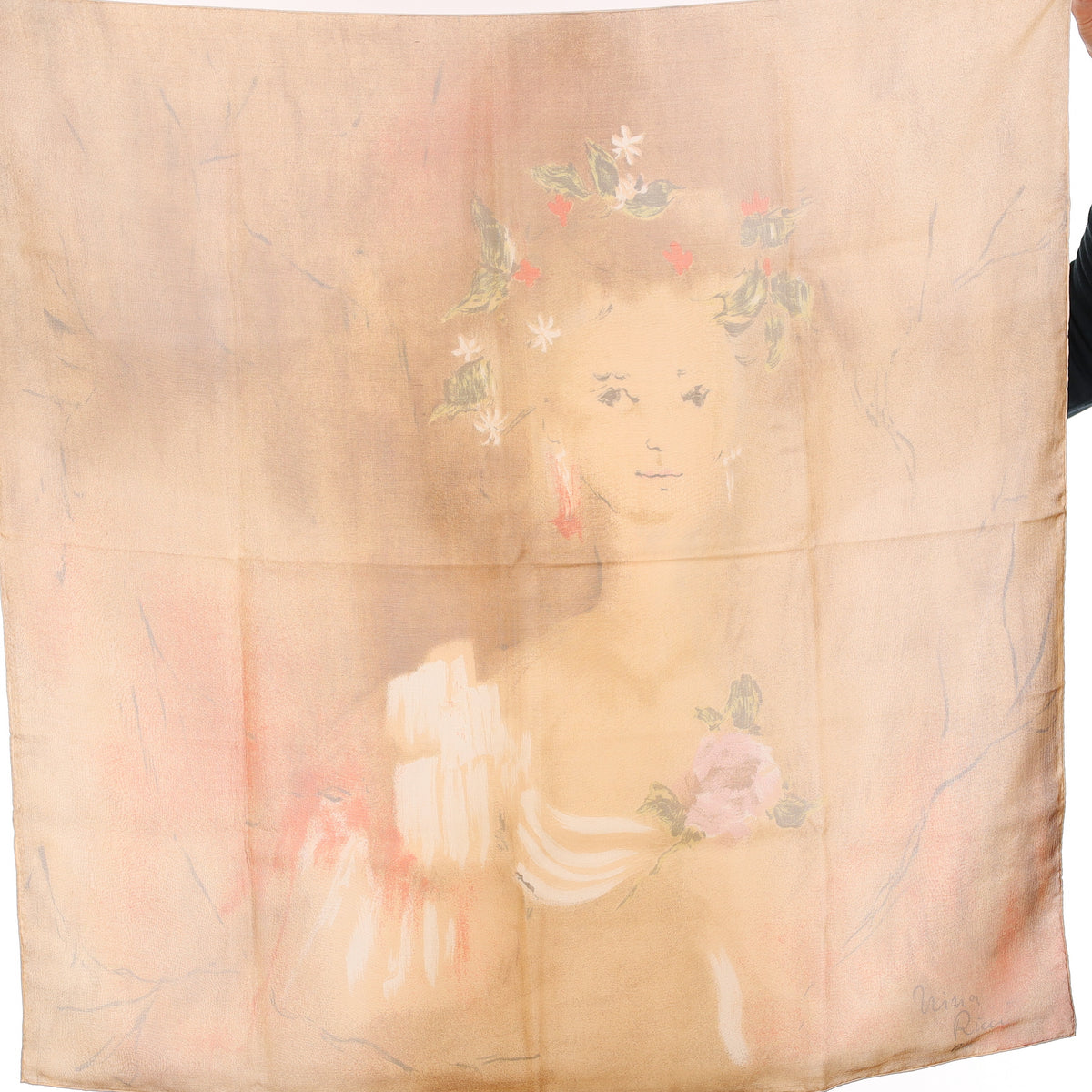 Brand New Boxed Nina Ricci Artistic Woman Vintage Silk Scarf
