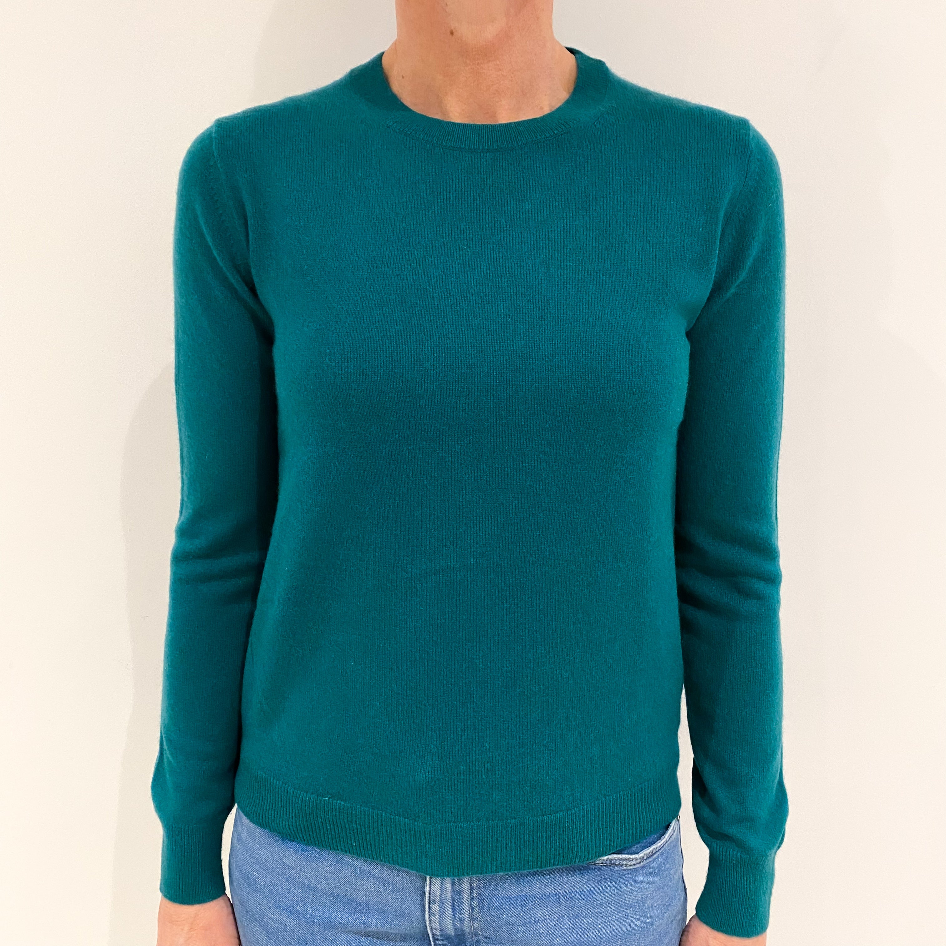Shamrock Green Cashmere Crew Neck Jumper Small