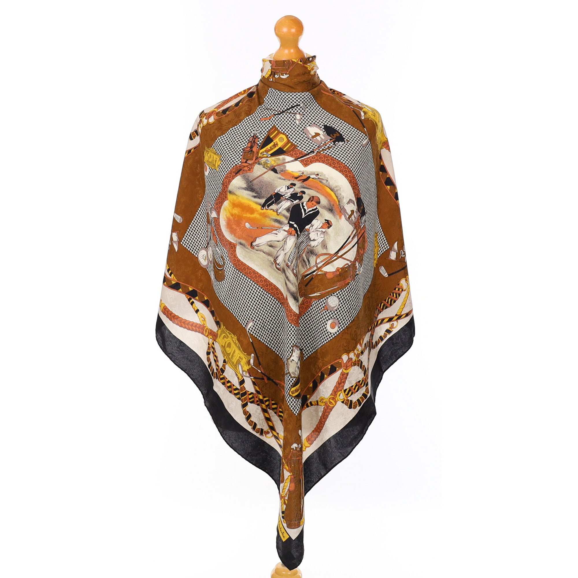 Renato Balestra Golf Themed Vintage Silk Scarf