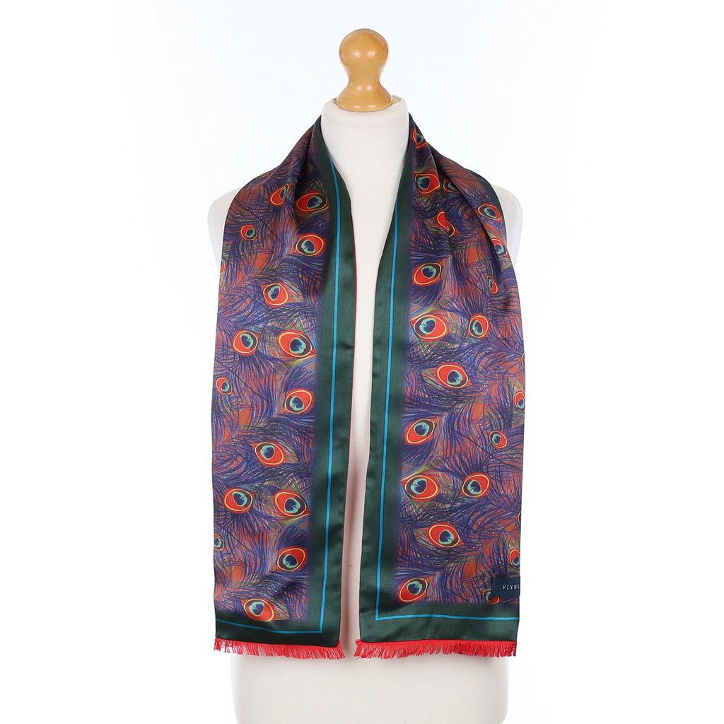 Viyella Peacock Feather Vintage Silk Scarf