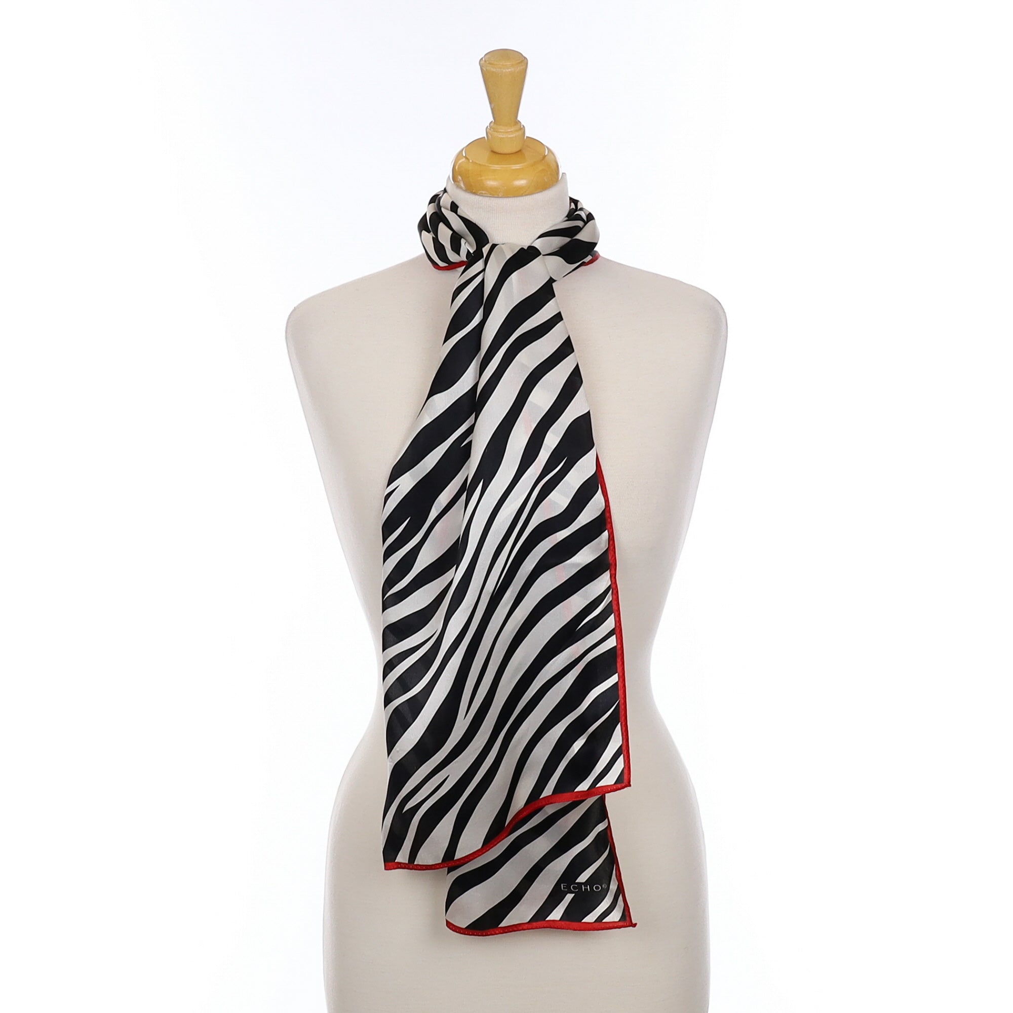 Echo Black Zebra Stripe Silk Scarf