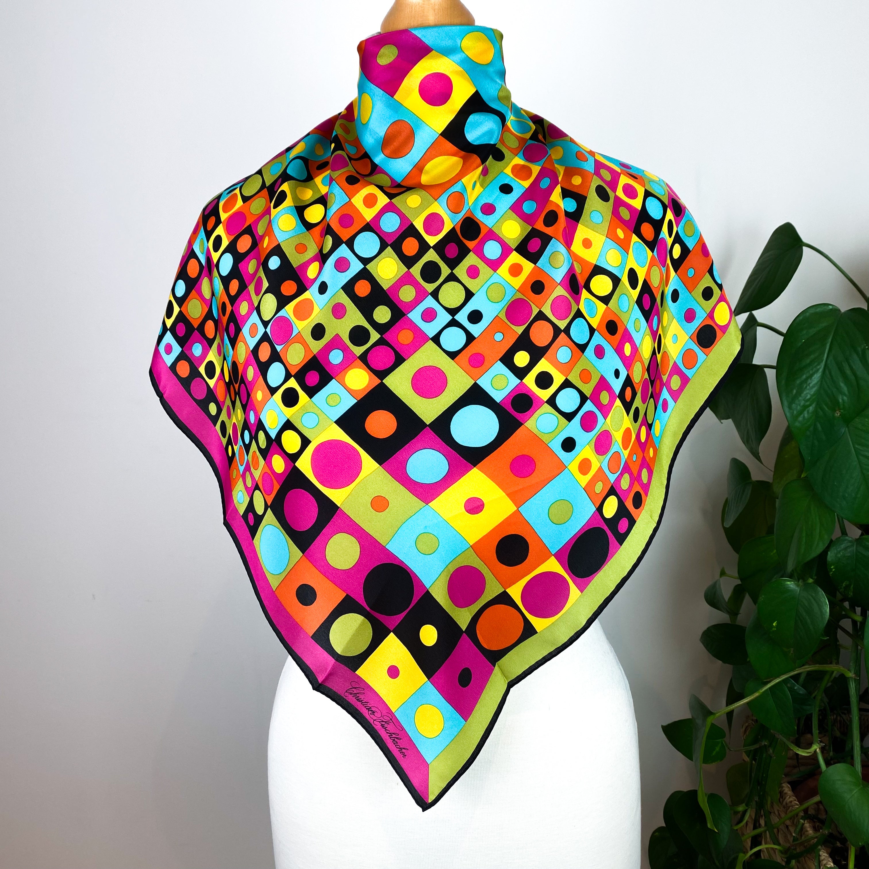 Colourful Christian Fischbacher Silk Scarf