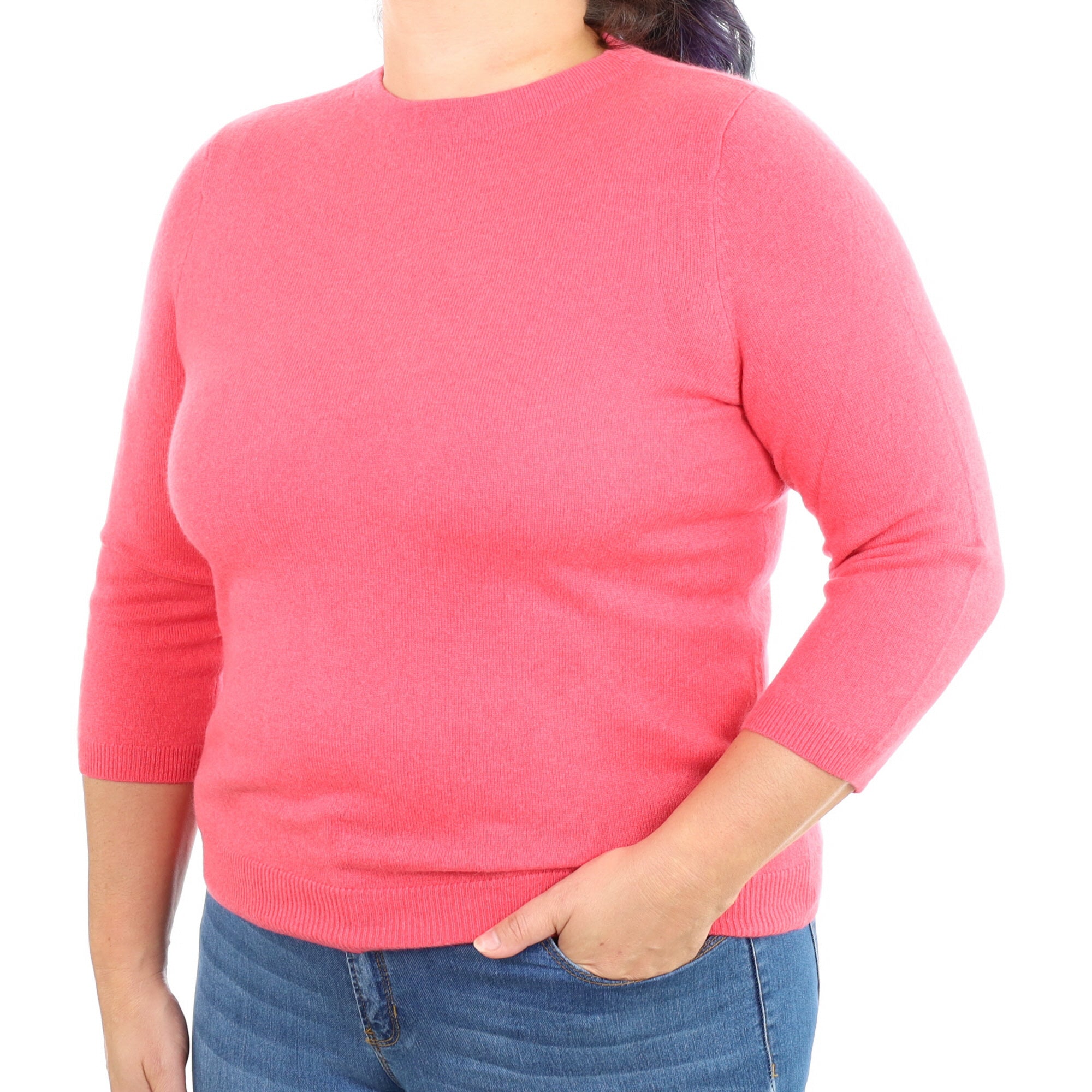 Cranberry Pink Cashmere Crew Neck Jumper Large