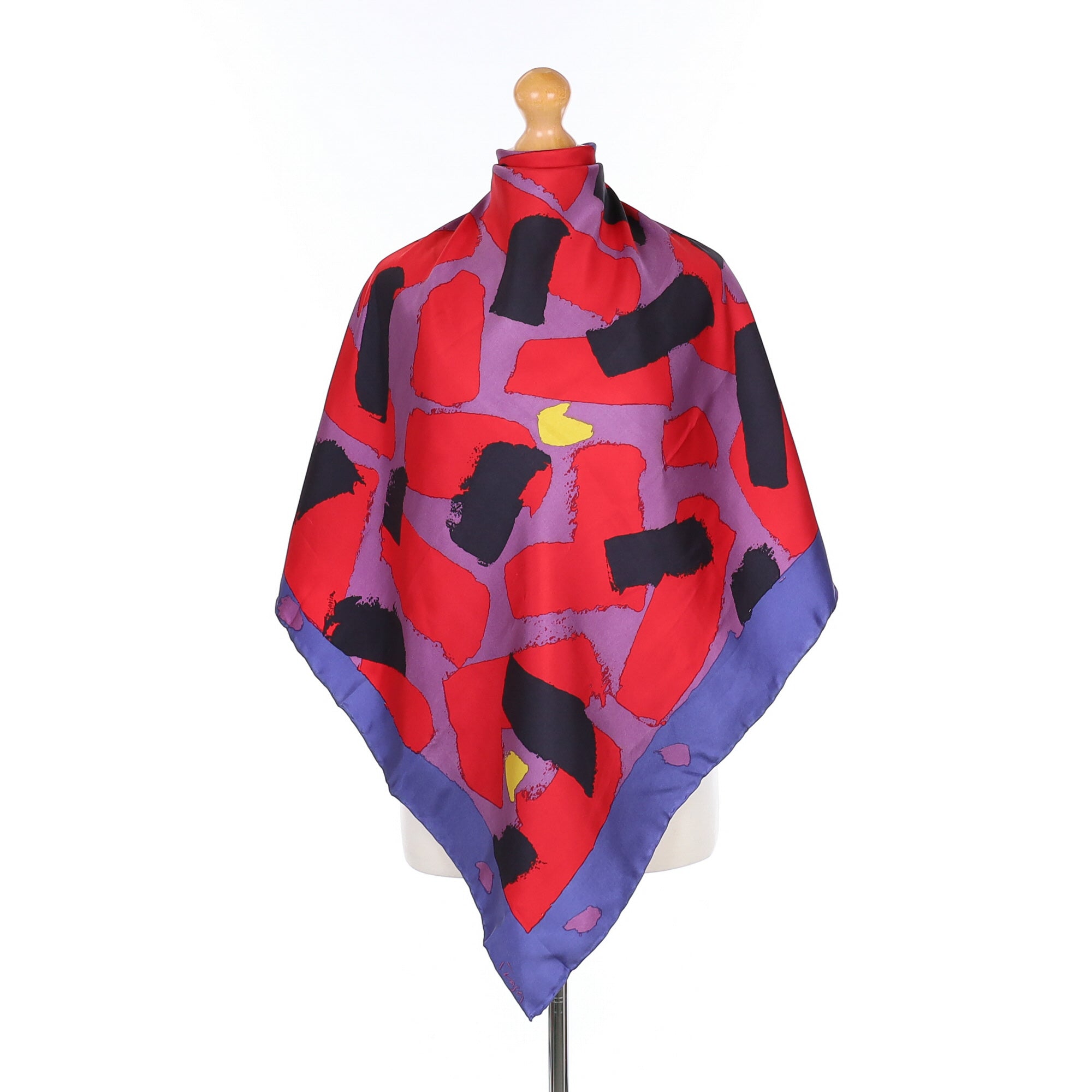Red And Purple Abstract Silk Scarf