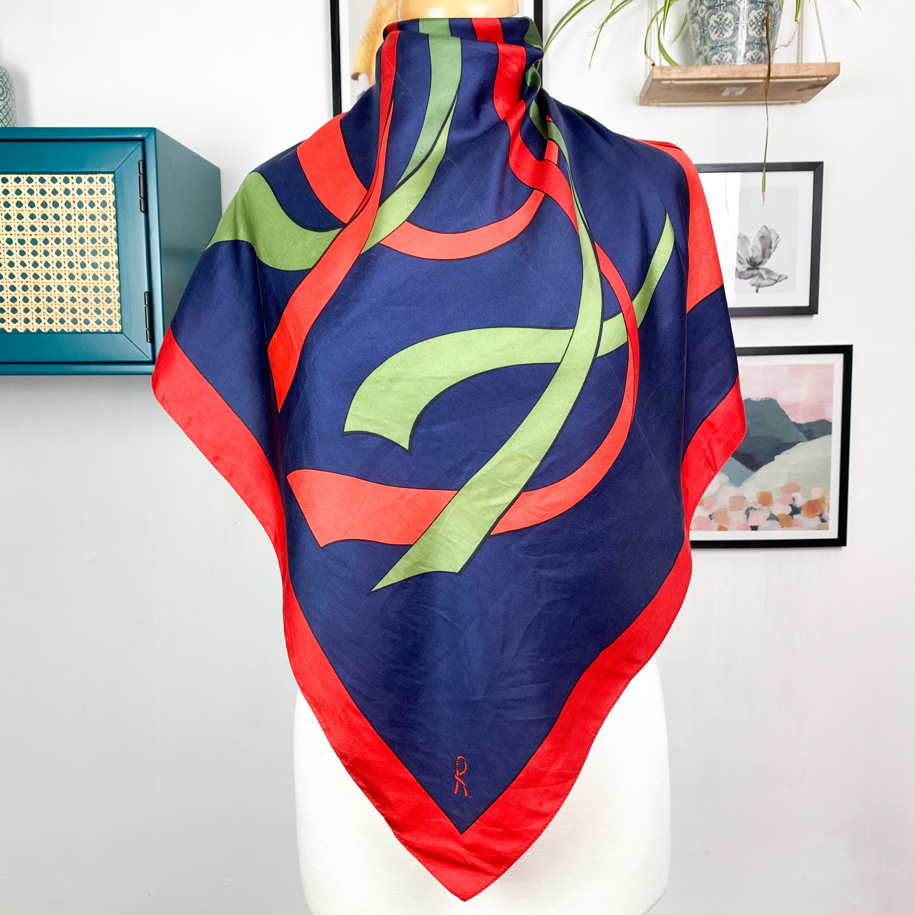 Bold 1970s Italian Vintage Silk Scarf