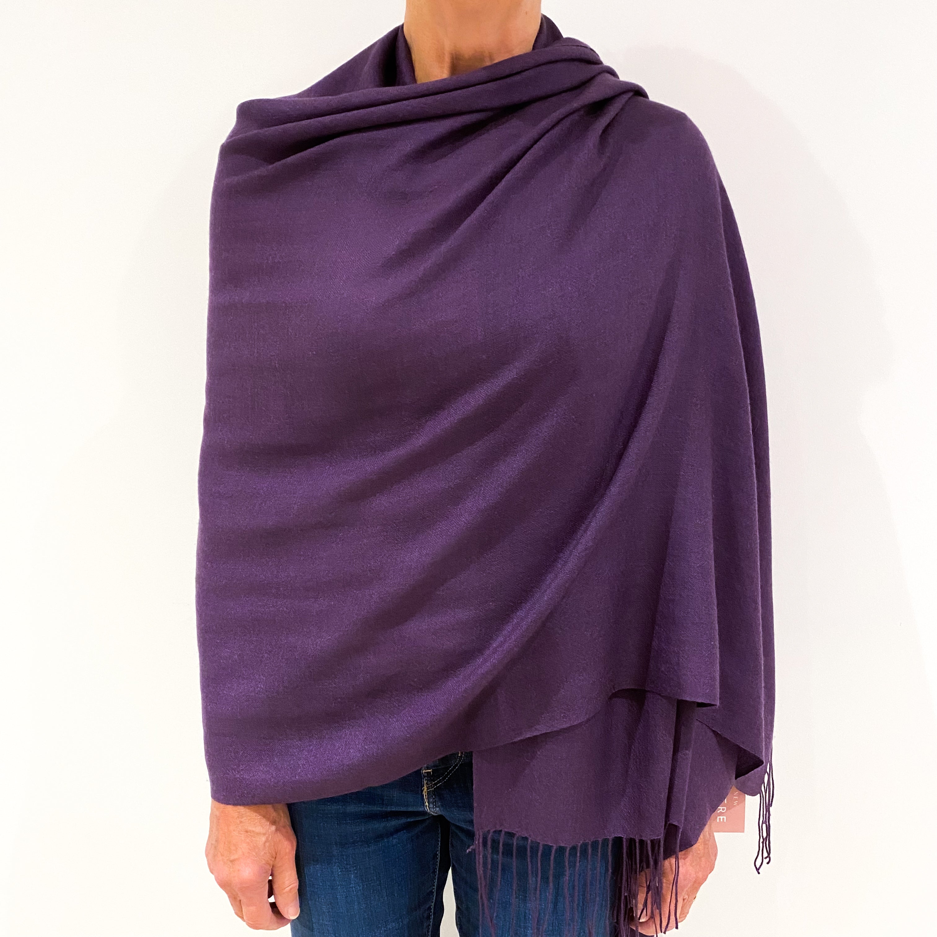 Brand New Plum Purple Cashmere Pashmina Scarf