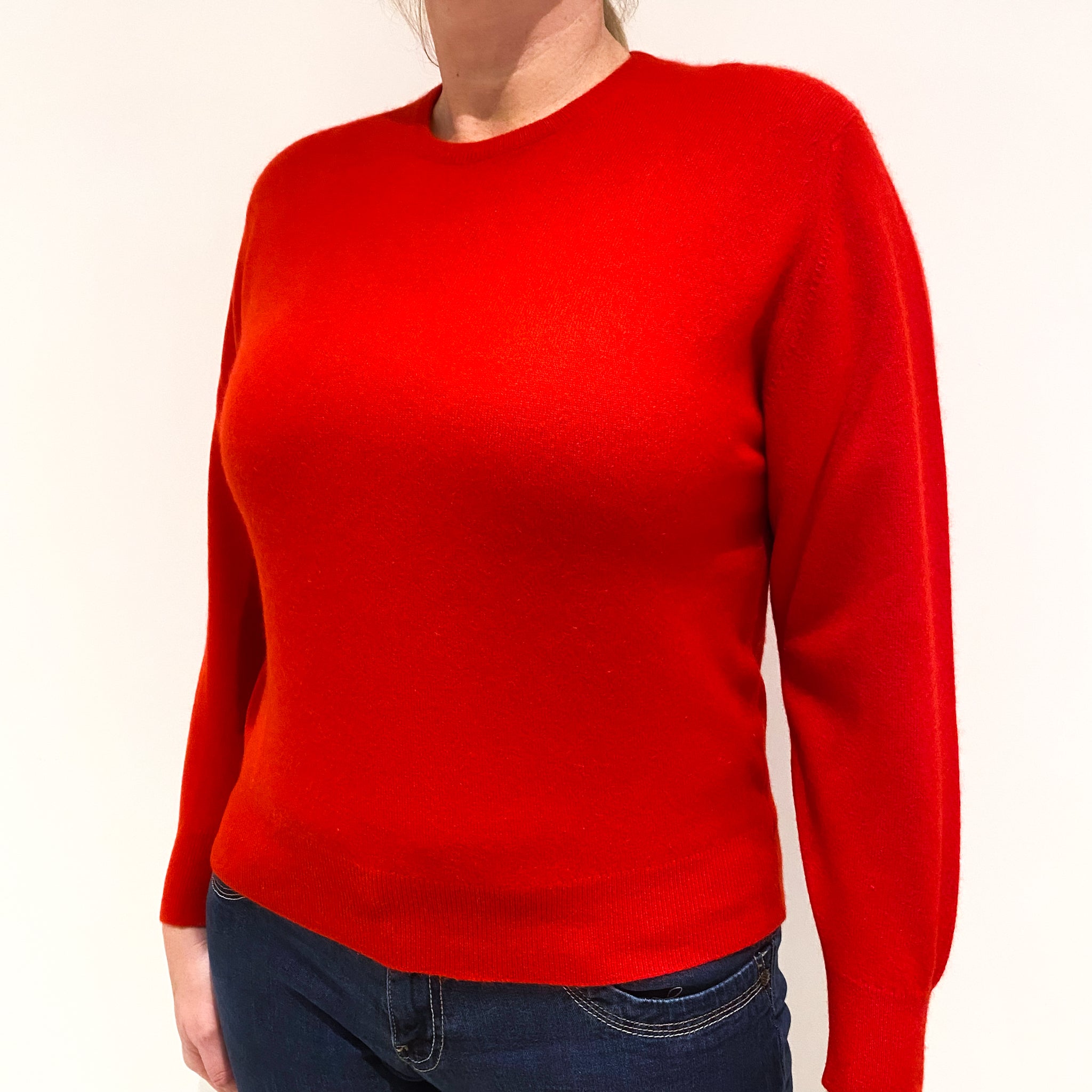 Post Box Red Cashmere Crew Neck Jumper Large