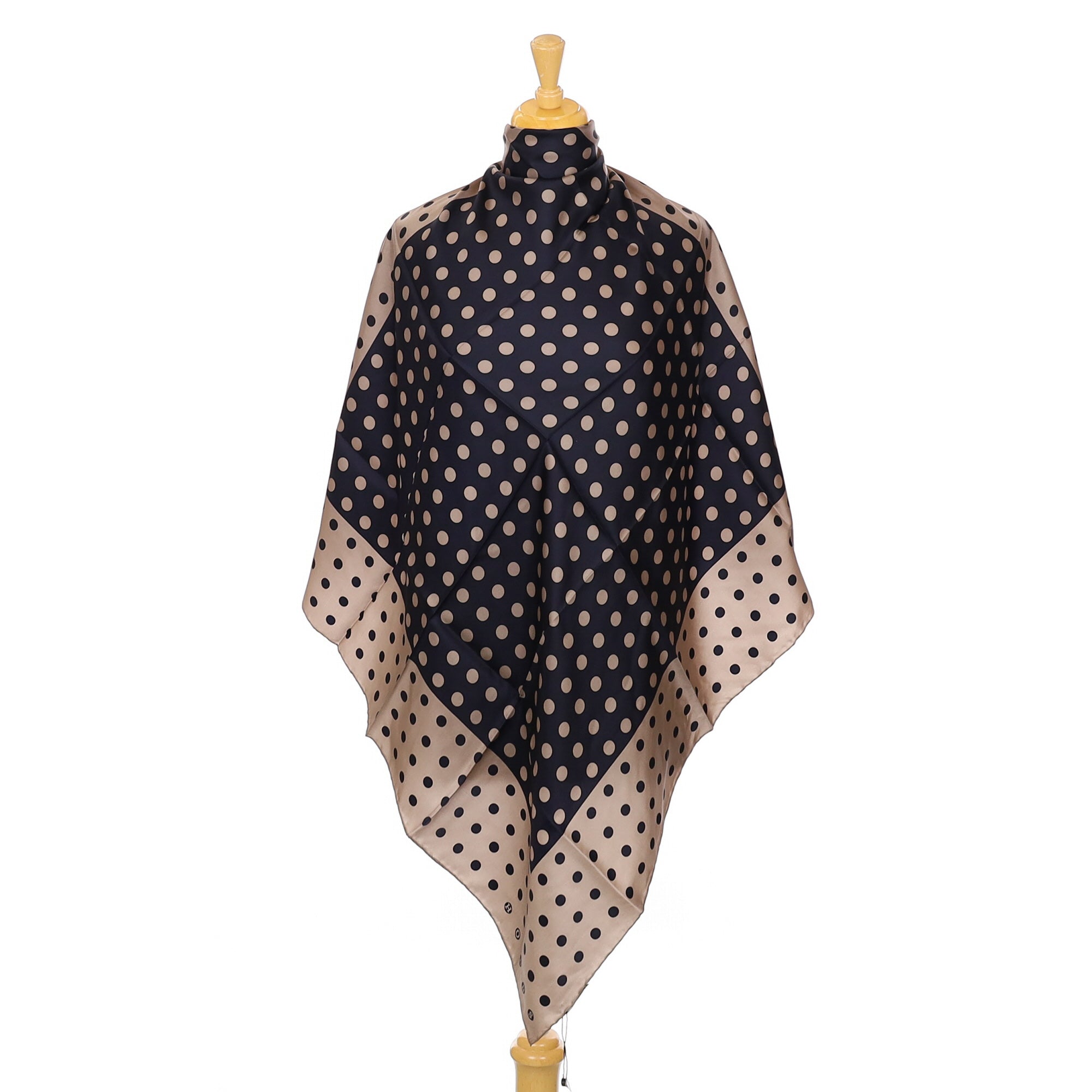 Brand New Hobbs Black and Taupe Spotted Silk Scarf