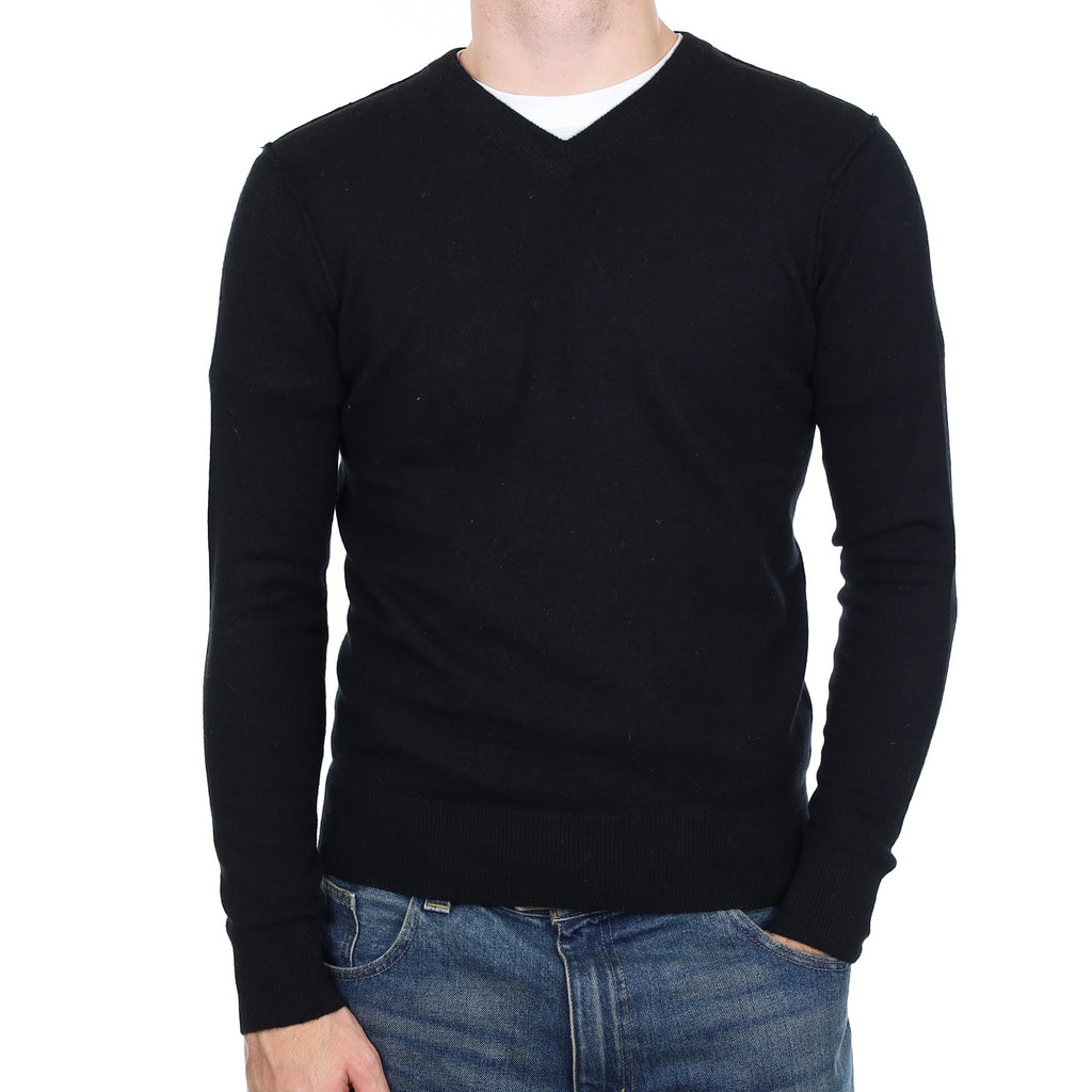 Men’s Vince Black Cashmere V Neck Jumper Medium