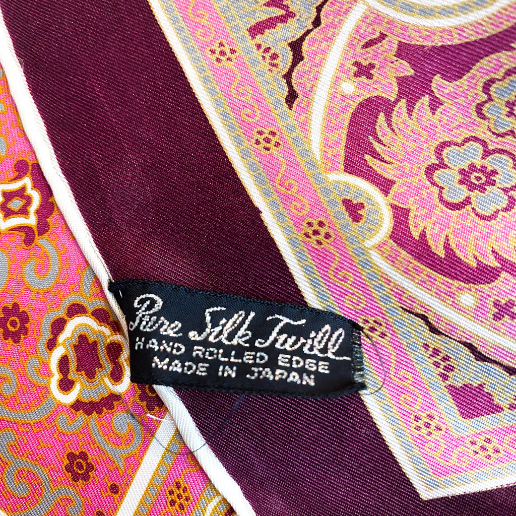 Shades of Pink Paisley Vintage Silk Scarf