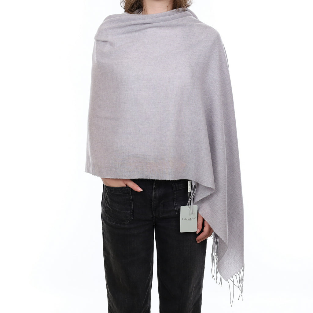 Brand New British Pebble Grey Luxury Woven Cashmere Pashmina