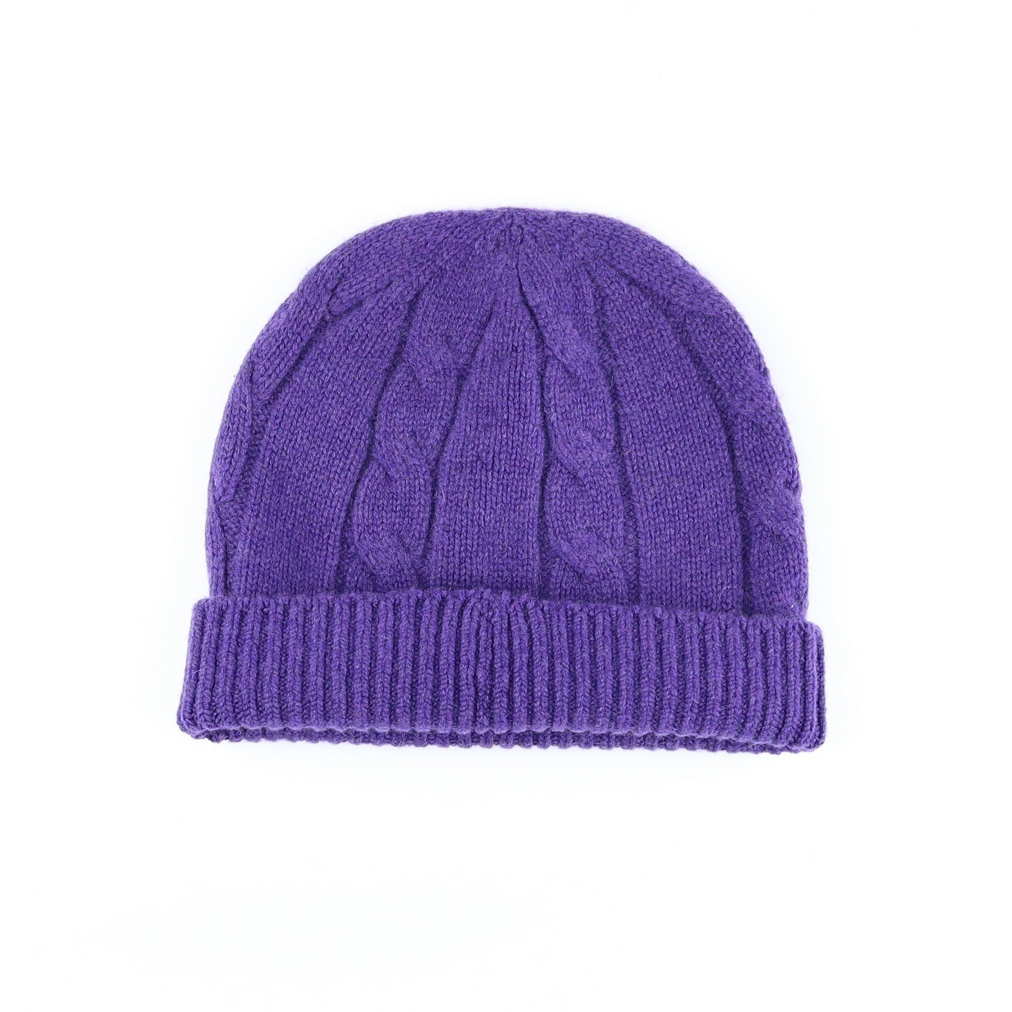 Scottish Pansy Purple Luxury Chunky Cashmere Beanie Hat