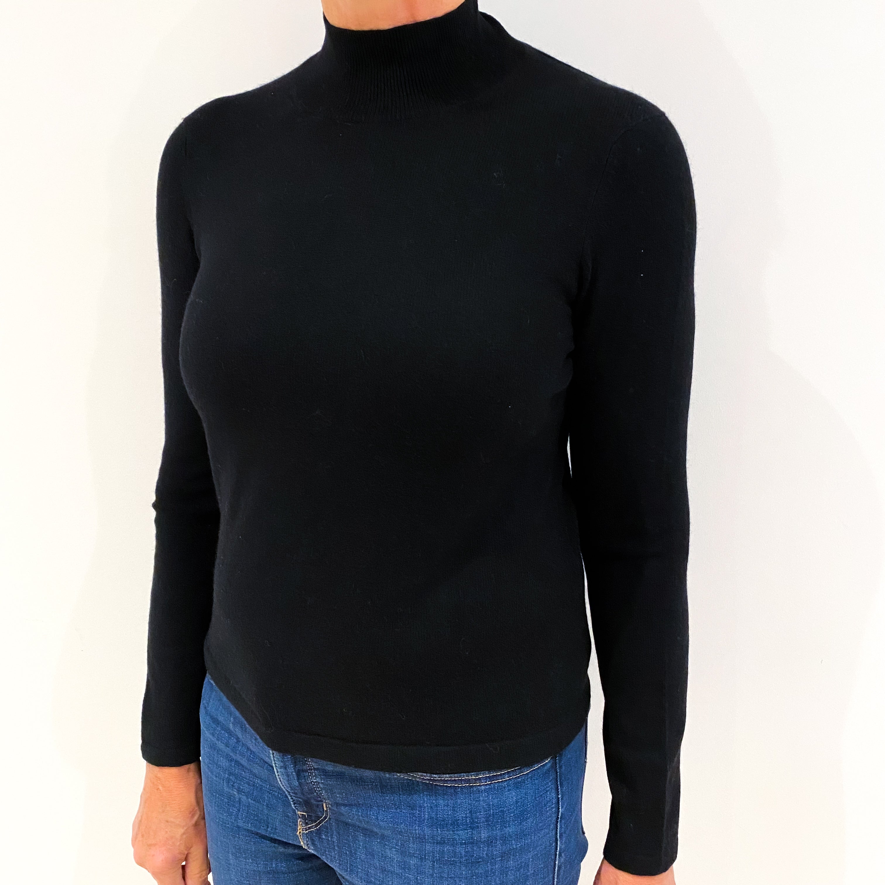 Black Cashmere Polo Neck Jumper