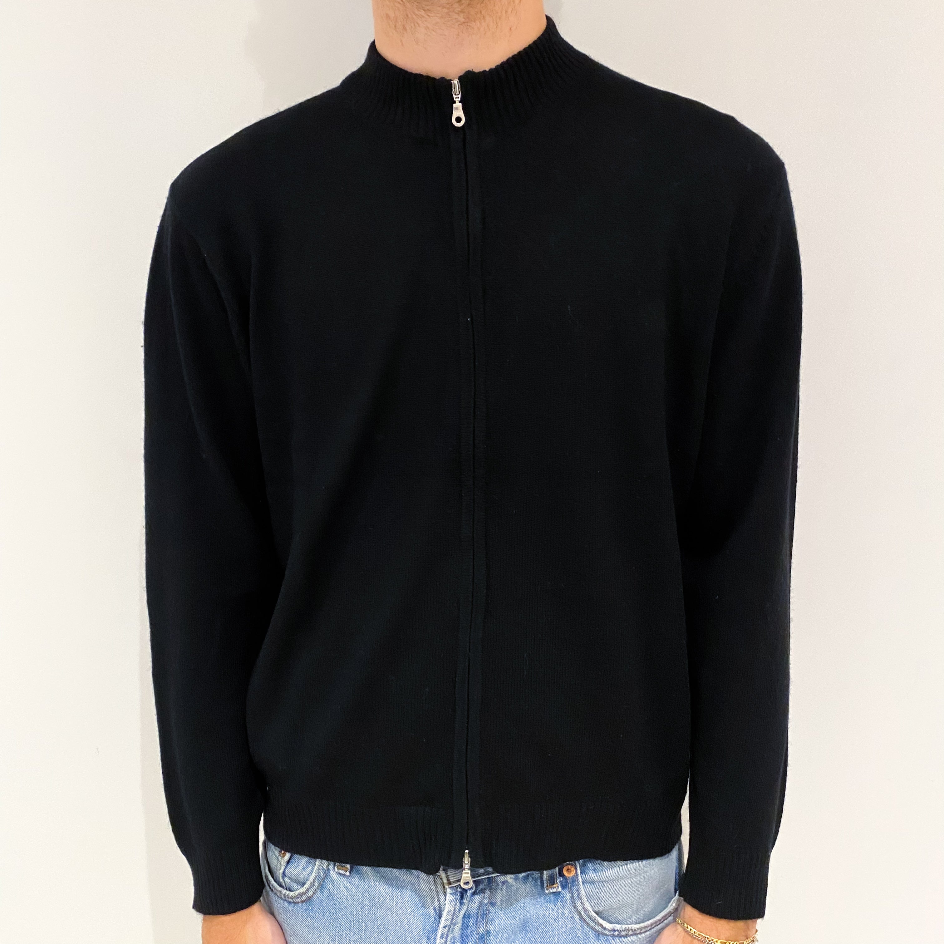 Men's Black Cashmere Turtle Neck Jumper Large