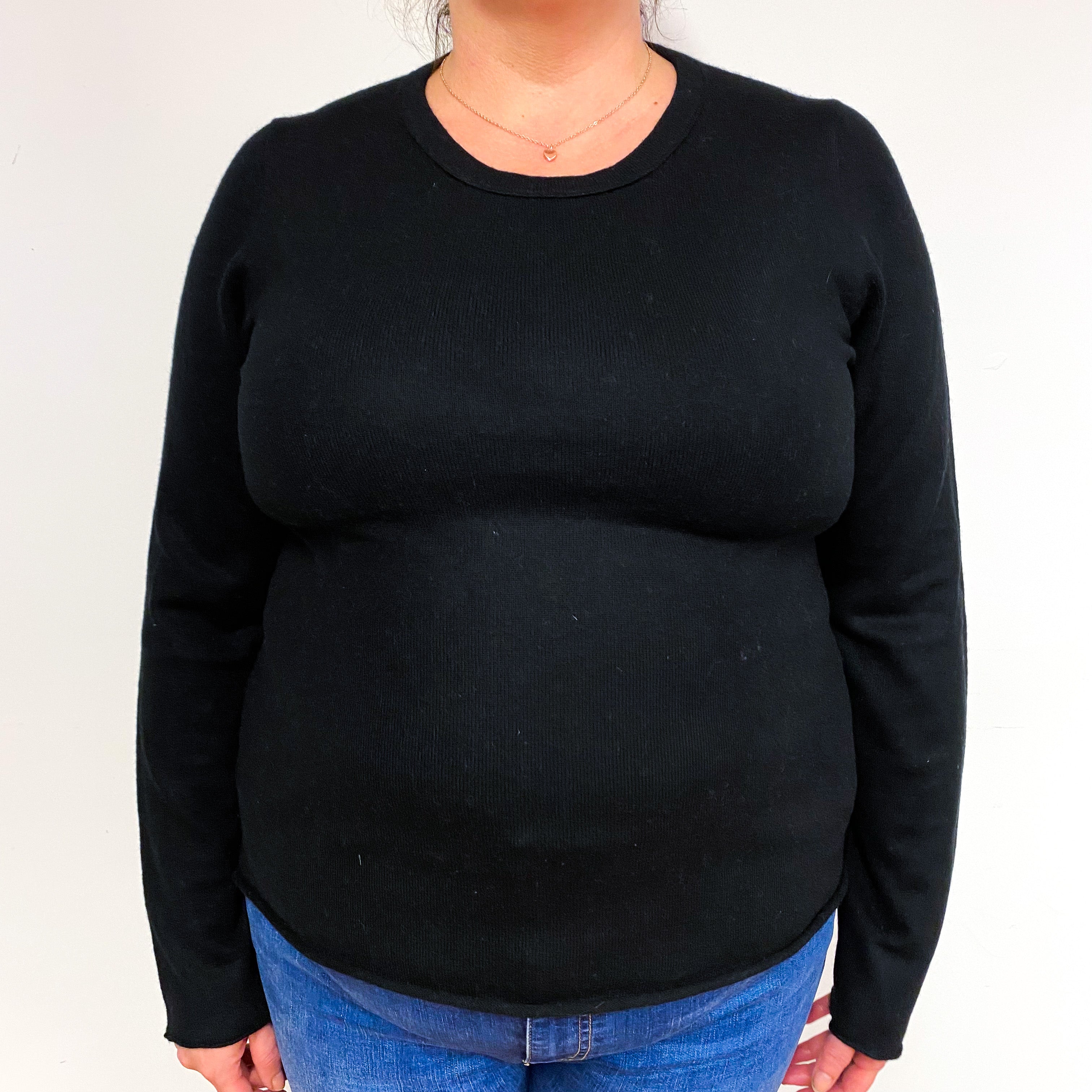 Black Cashmere Crew Neck Jumper Extra Large