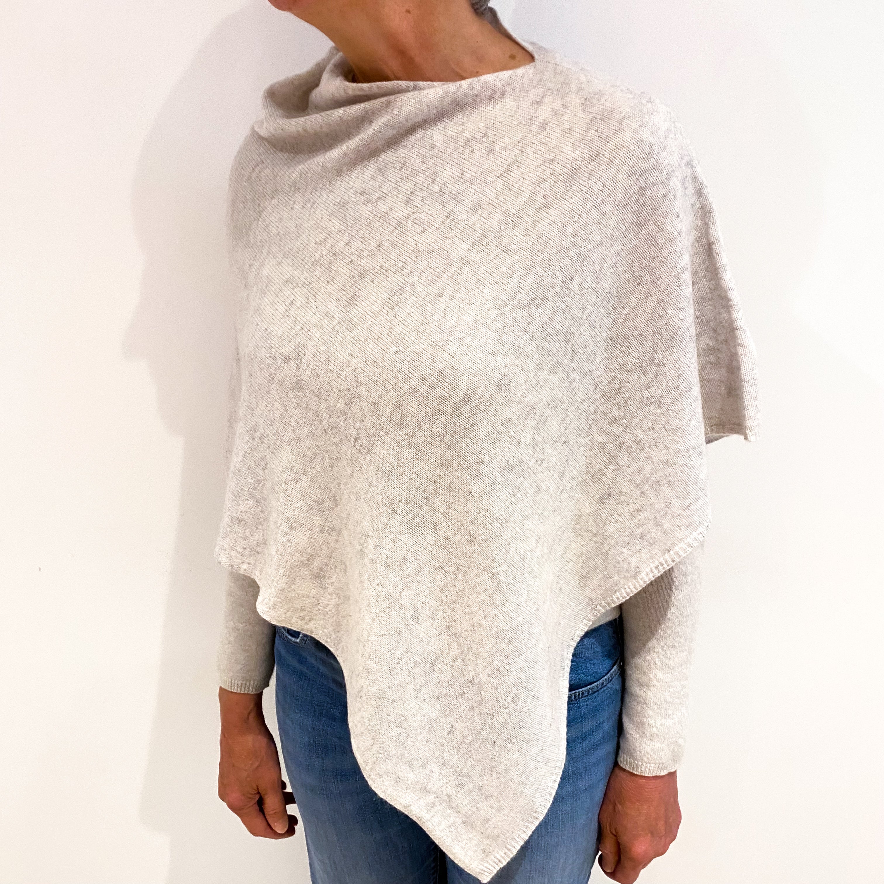 Mist Grey Cashmere Lightweight Poncho One Size