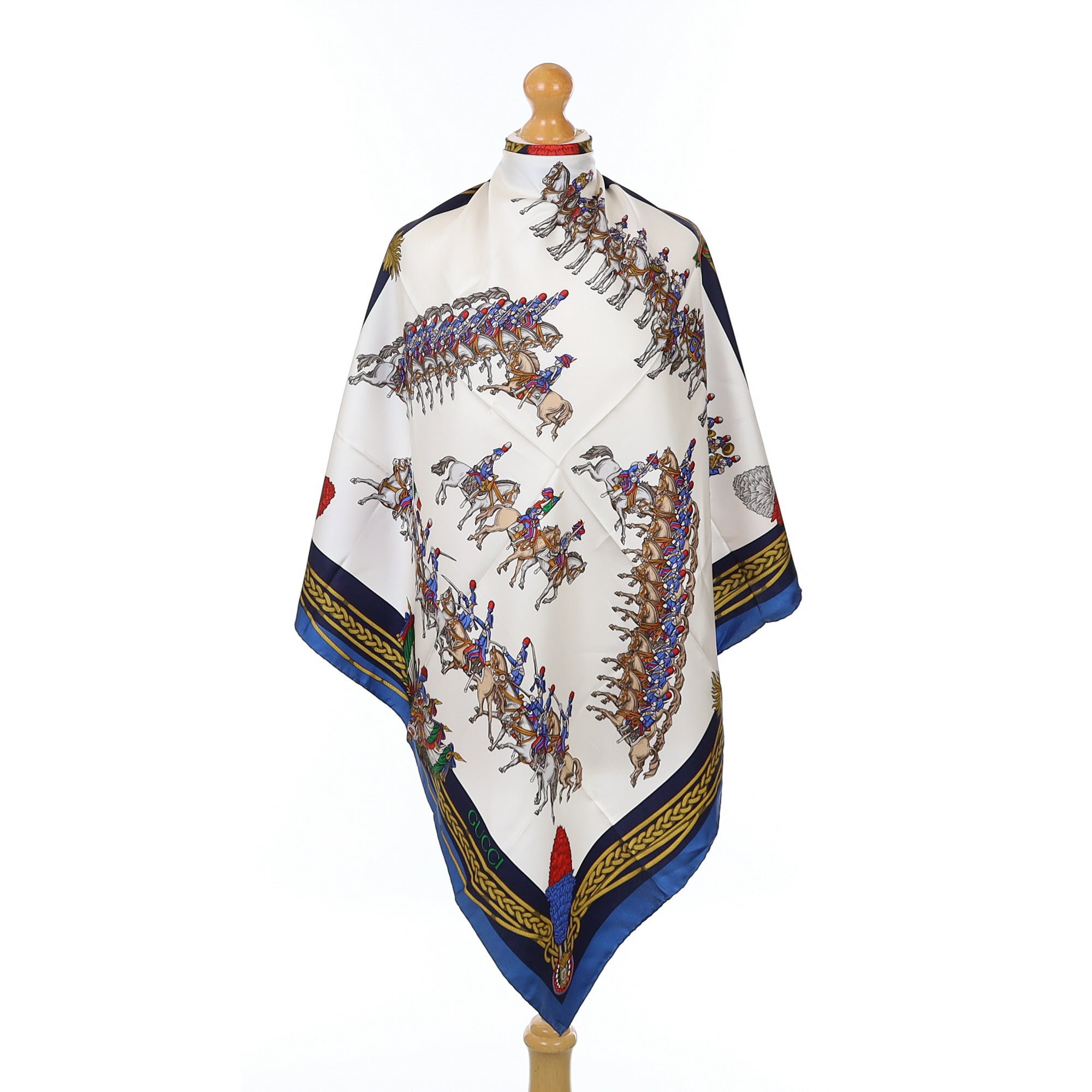 Brand New Gucci Military Design Vintage Silk Scarf