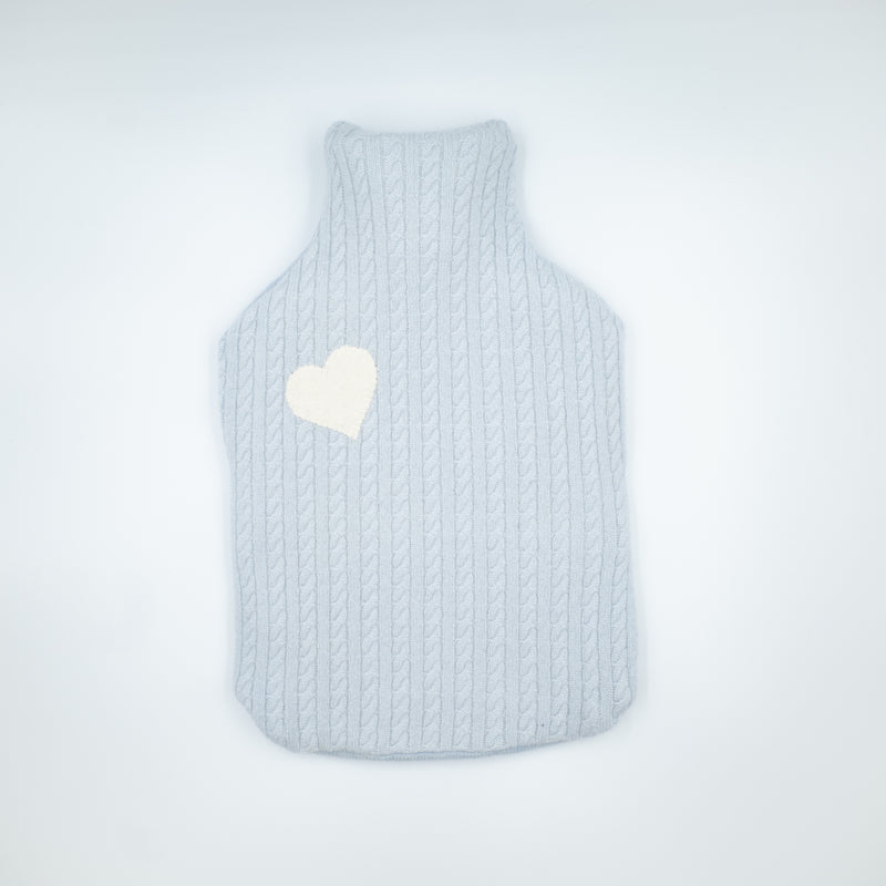 Sky Blue Cable Large Cashmere Hot Water Bottle