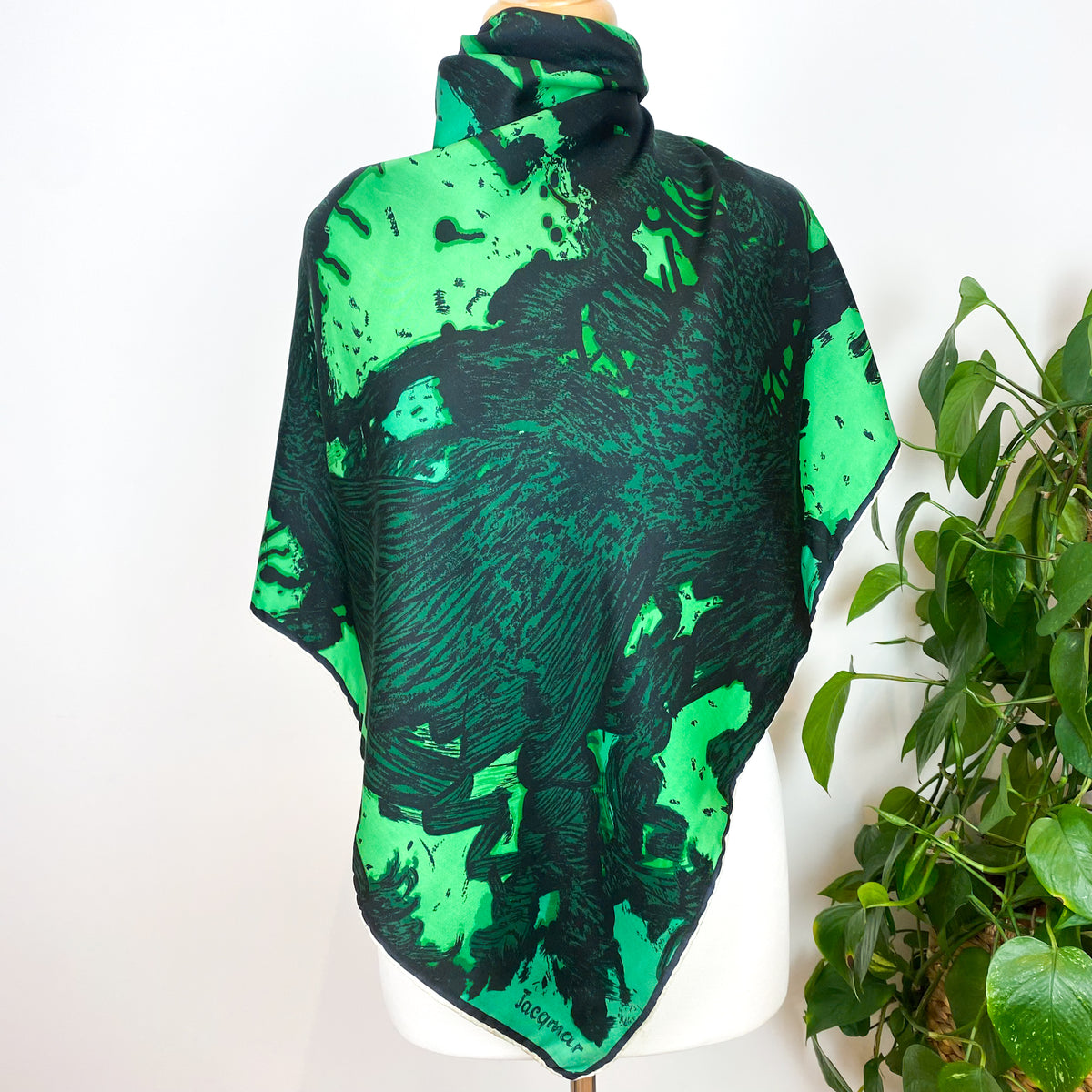 1970s Jacqmar Abstract Vintage Silk Scarf