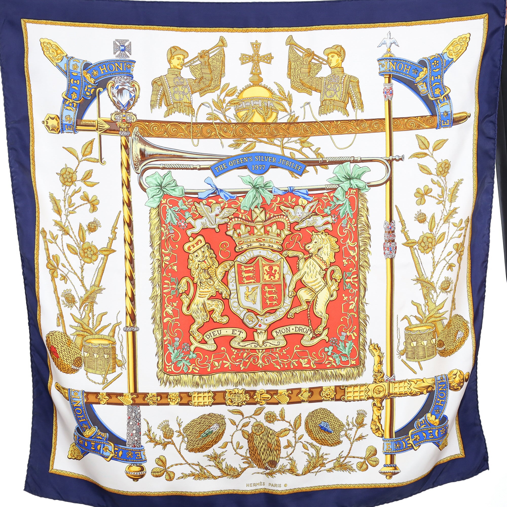 Hermès The Queens Silver Jubilee 1977 Silk Scarf Quite Rare