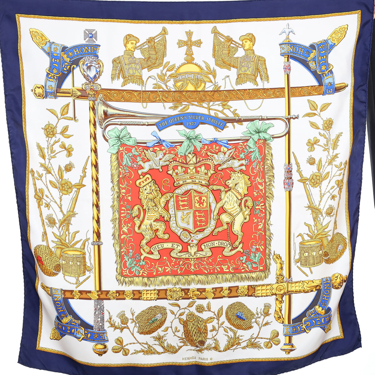 Hermès The Queens Silver Jubilee 1977 Silk Scarf Quite Rare