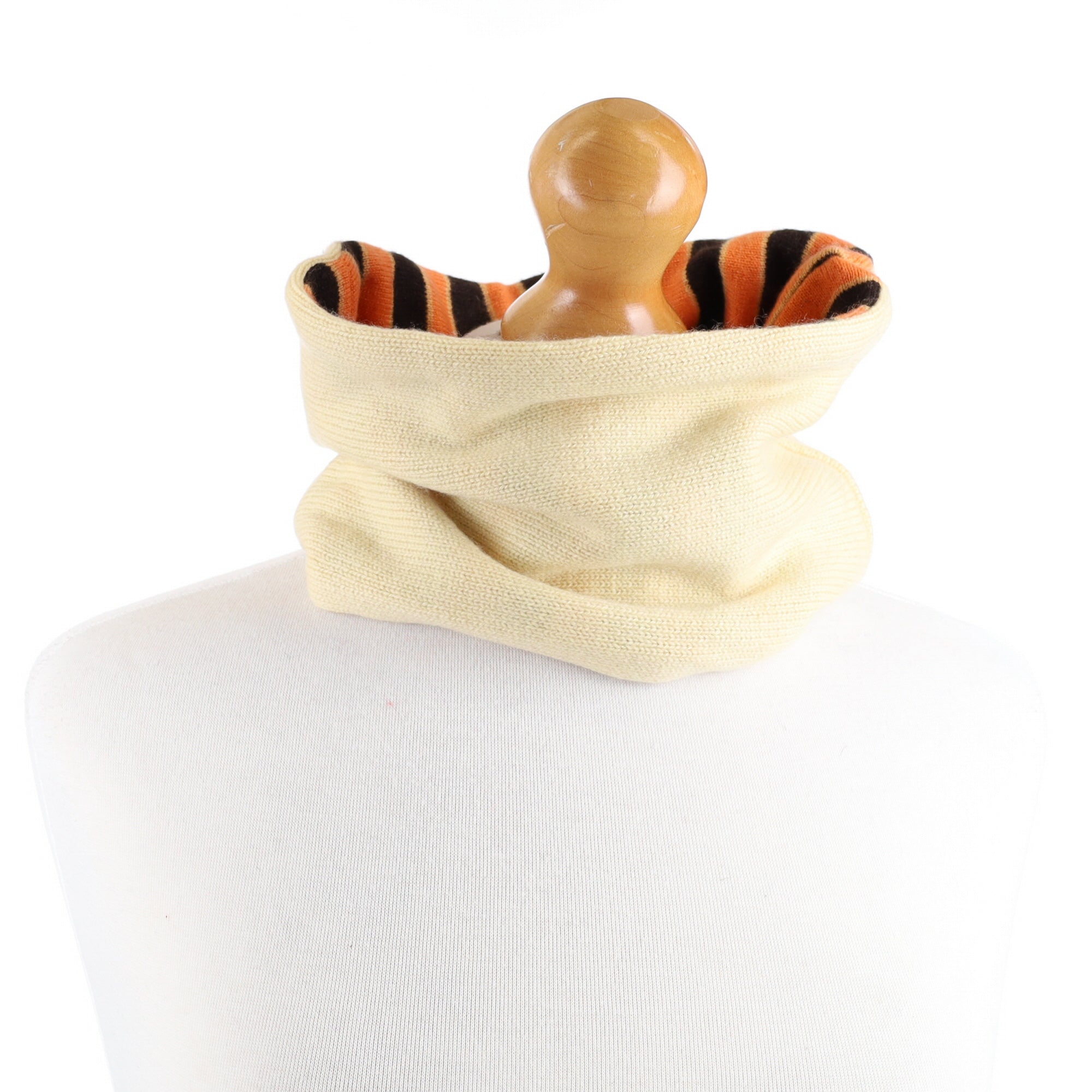 Pumpkin Orange Striped and Palest Yellow Neck Warmer Warmer